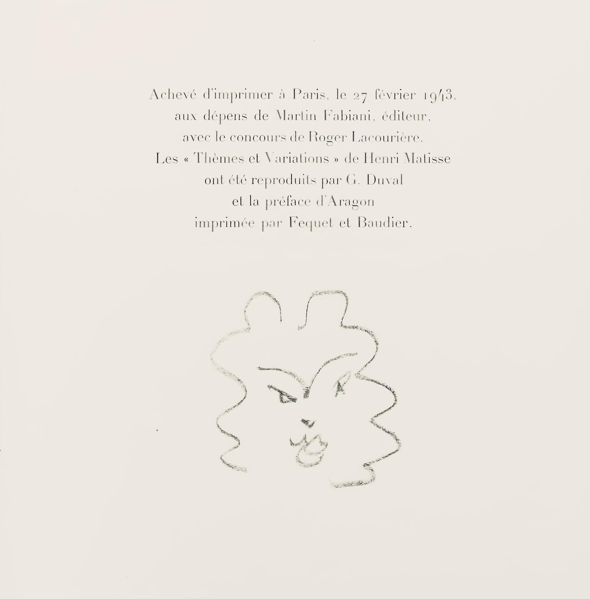 Matisse, Série L, var. 14 (Duthuit 9), Dessins, Thèmes et variations (dopo) in vendita 2