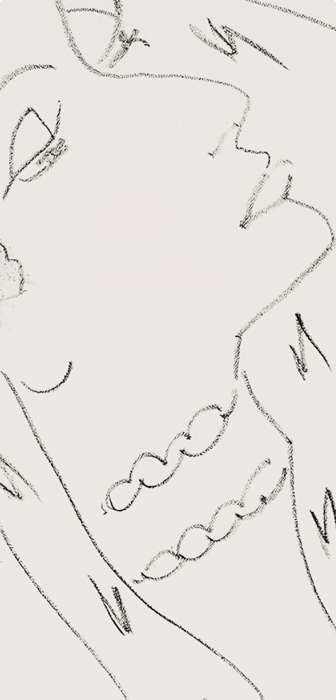 Matisse, Série L, var. 15 (Duthuit 9), Dessins, Thèmes et variations (después de) - Abstract Print Beige de Henri Matisse