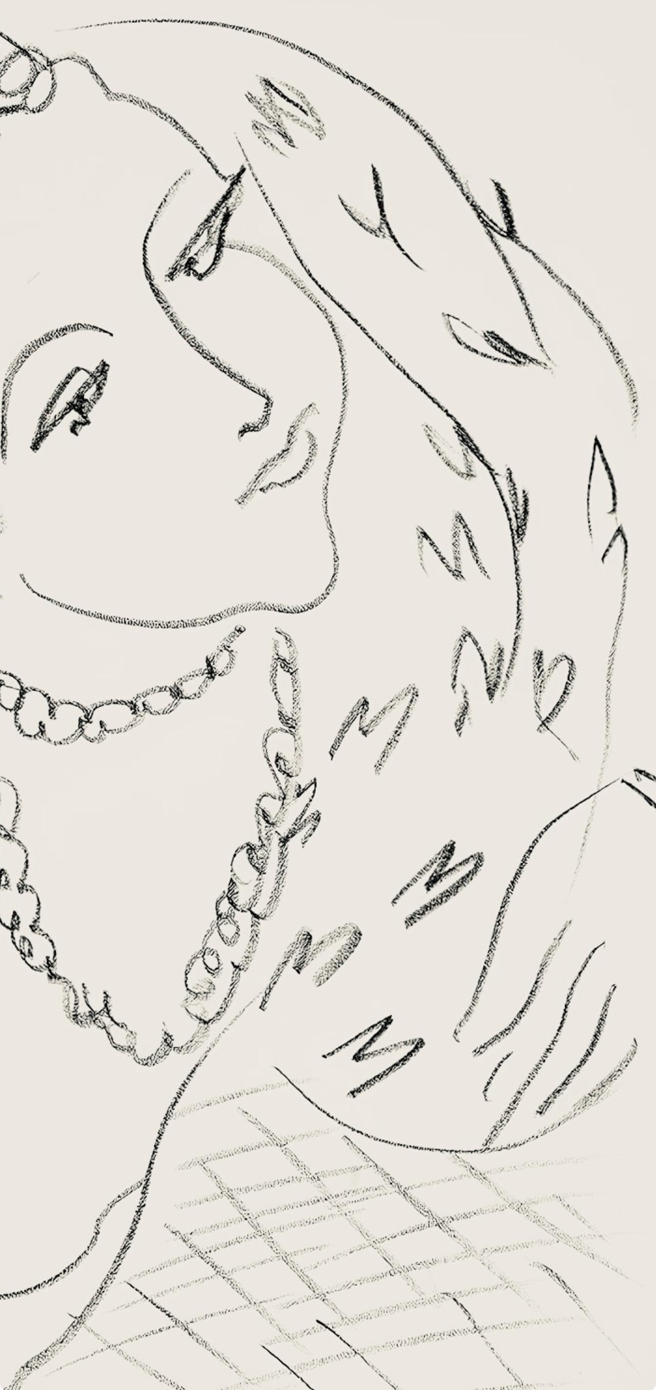 Matisse, Série L, var. 19 (Duthuit 9), Dessins, Thèmes et variations (after) - Beige Figurative Print by Henri Matisse