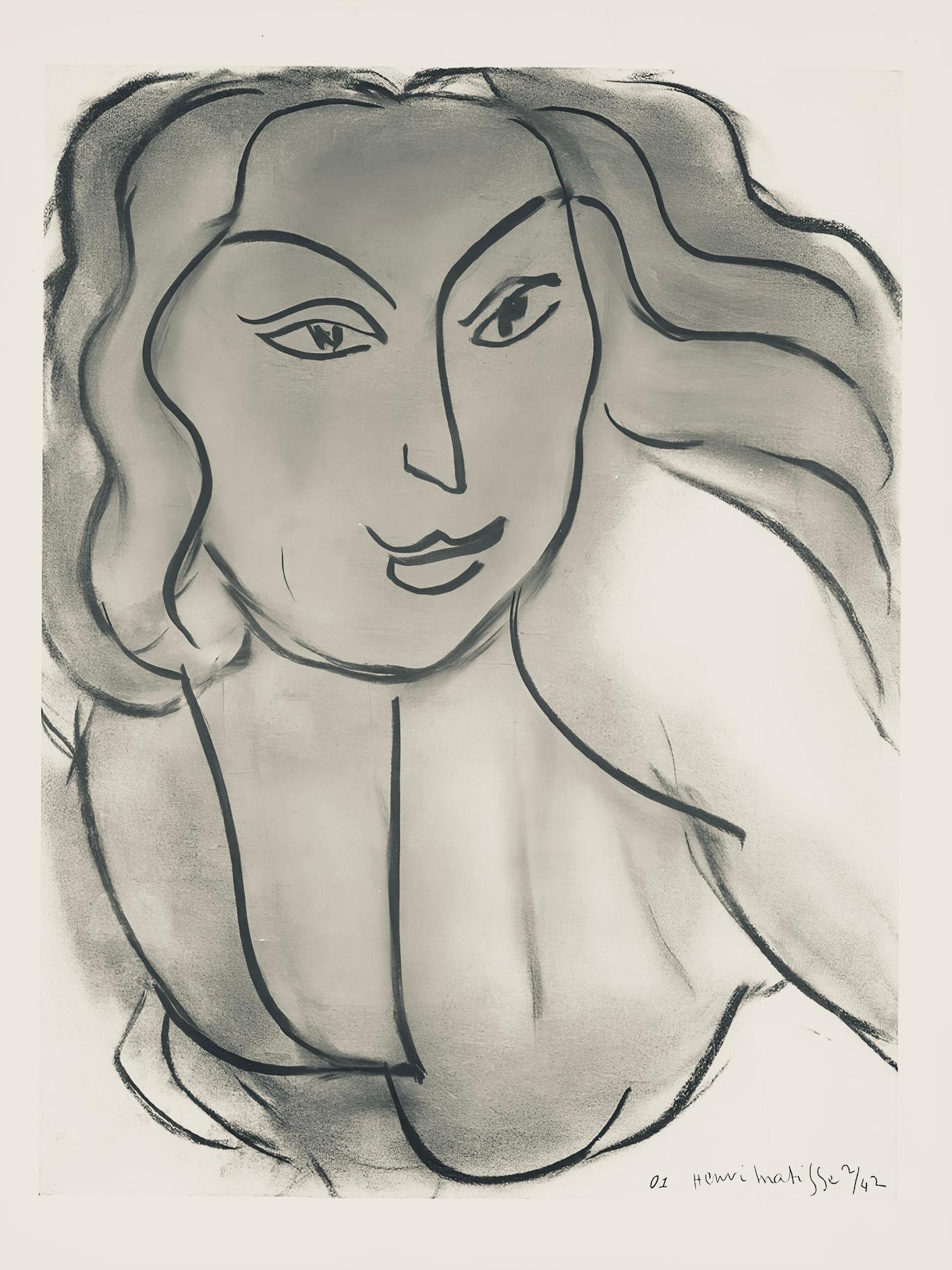 Lithograph on vélin pur fil paper. Inscription: Signed in the plate and unnumbered, as issued. Good condition. Notes: From the folio, Henri Matisse, Dessins, Thèmes et Variations, 1943. Published by Martin Fabiani, Éditeur, Paris; printed by Georges