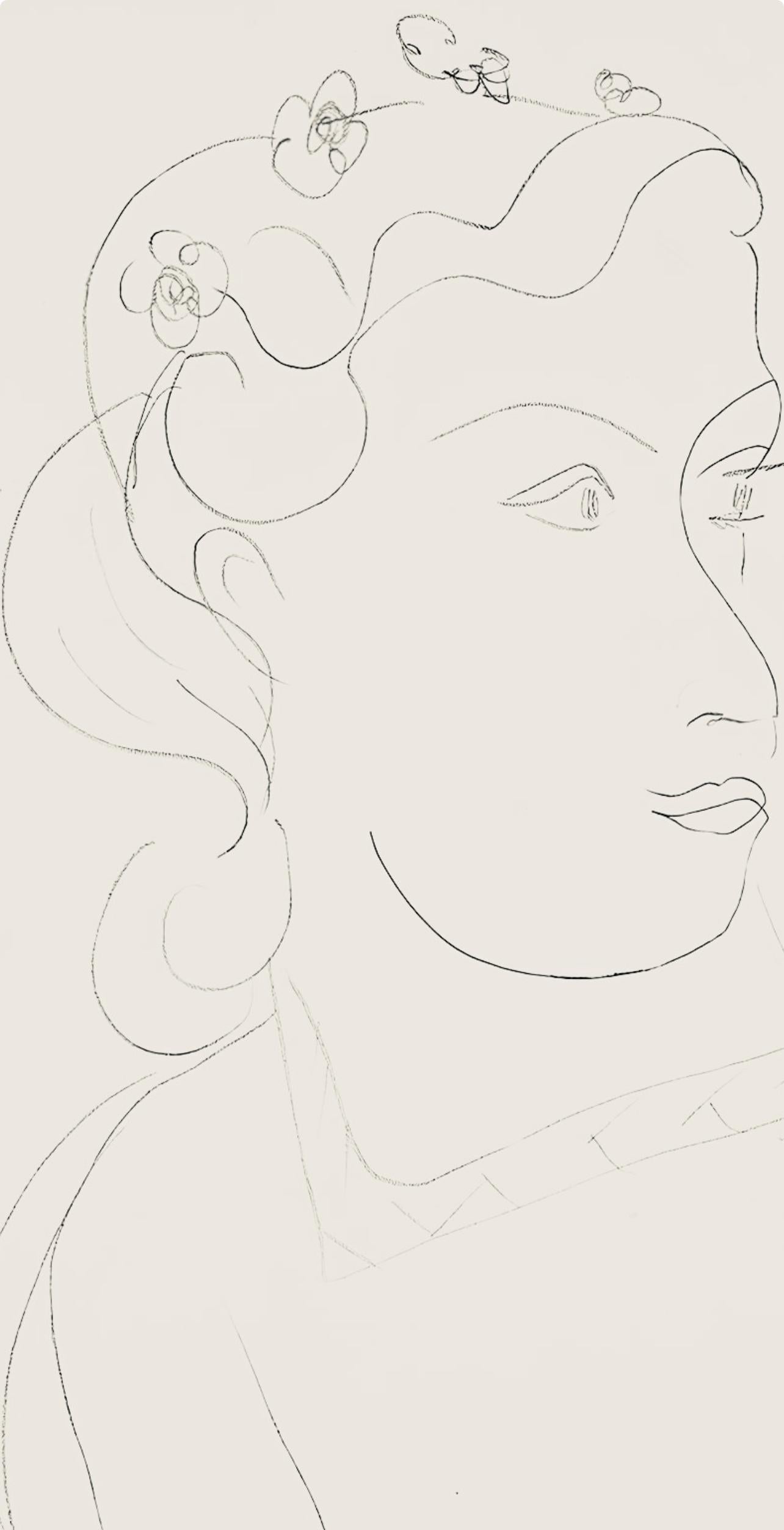 Matisse, Série O, var. 10 (Duthuit 9), Dessins, Thèmes et variations (after) - Beige Figurative Print by Henri Matisse