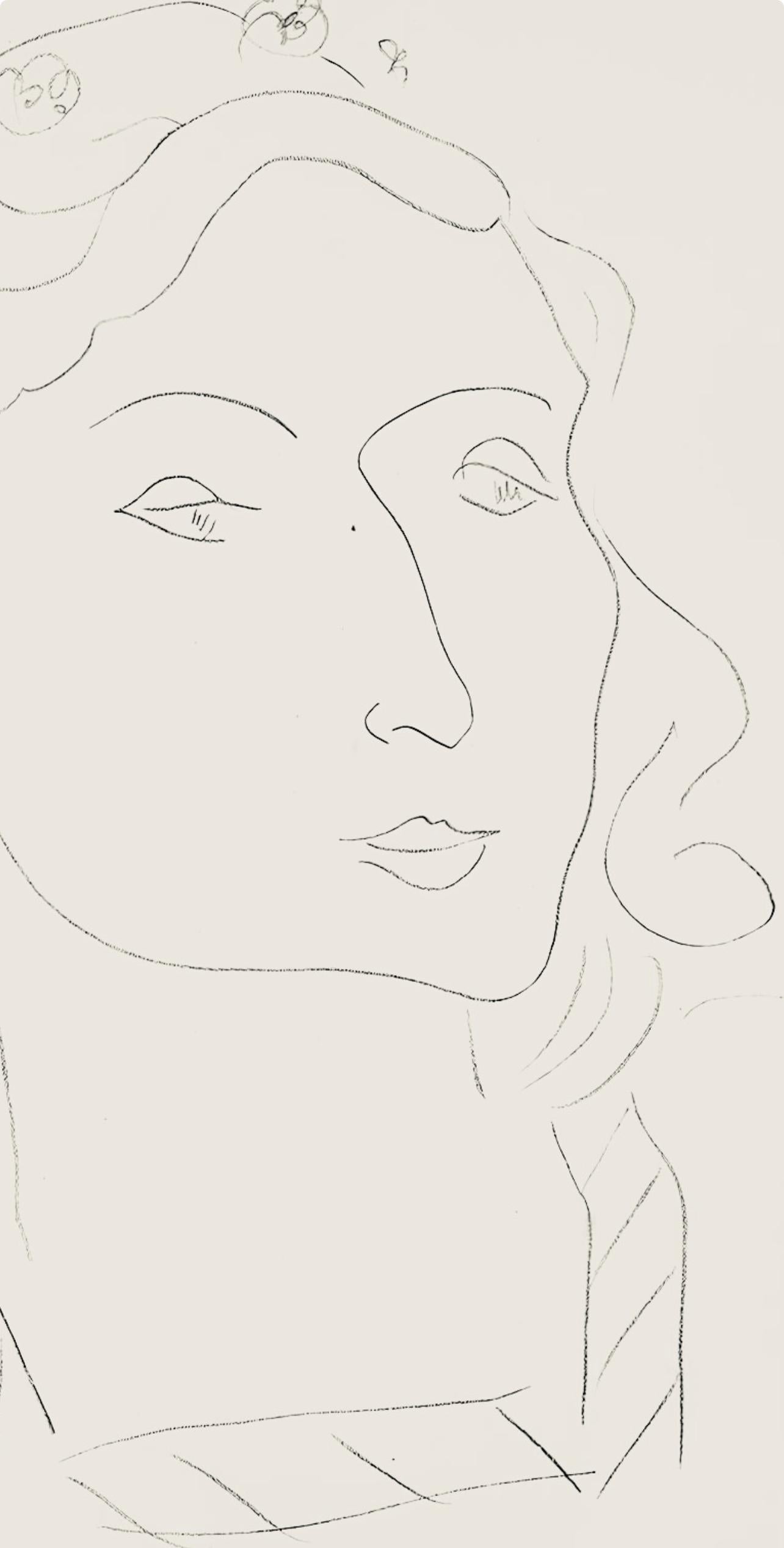 Matisse, Série O, var. 11 (Duthuit 9), Dessins, Thèmes et variations (after) - Beige Figurative Print by Henri Matisse