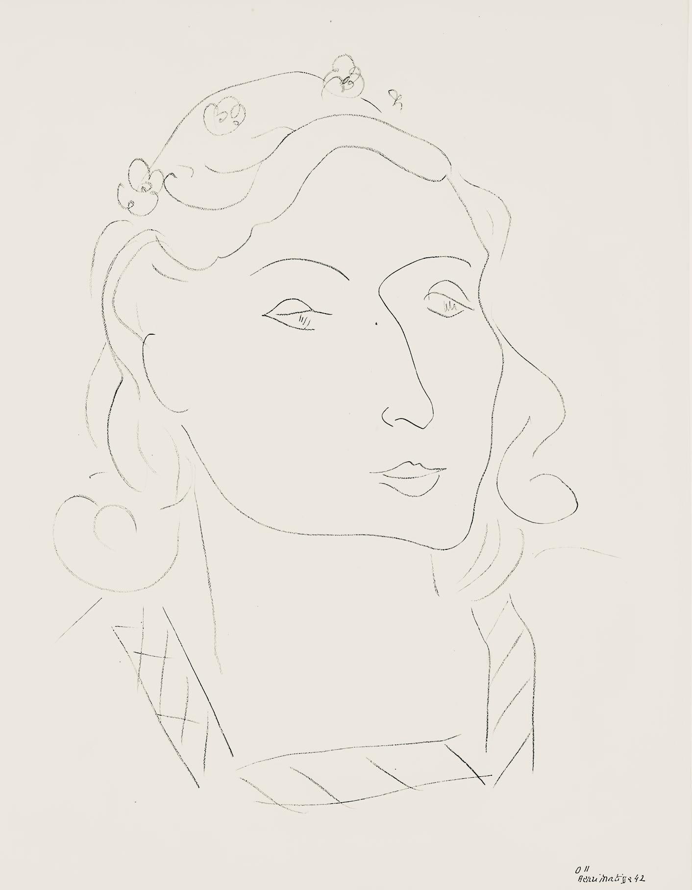 Henri Matisse Figurative Print - Matisse, Série O, var. 11 (Duthuit 9), Dessins, Thèmes et variations (after)