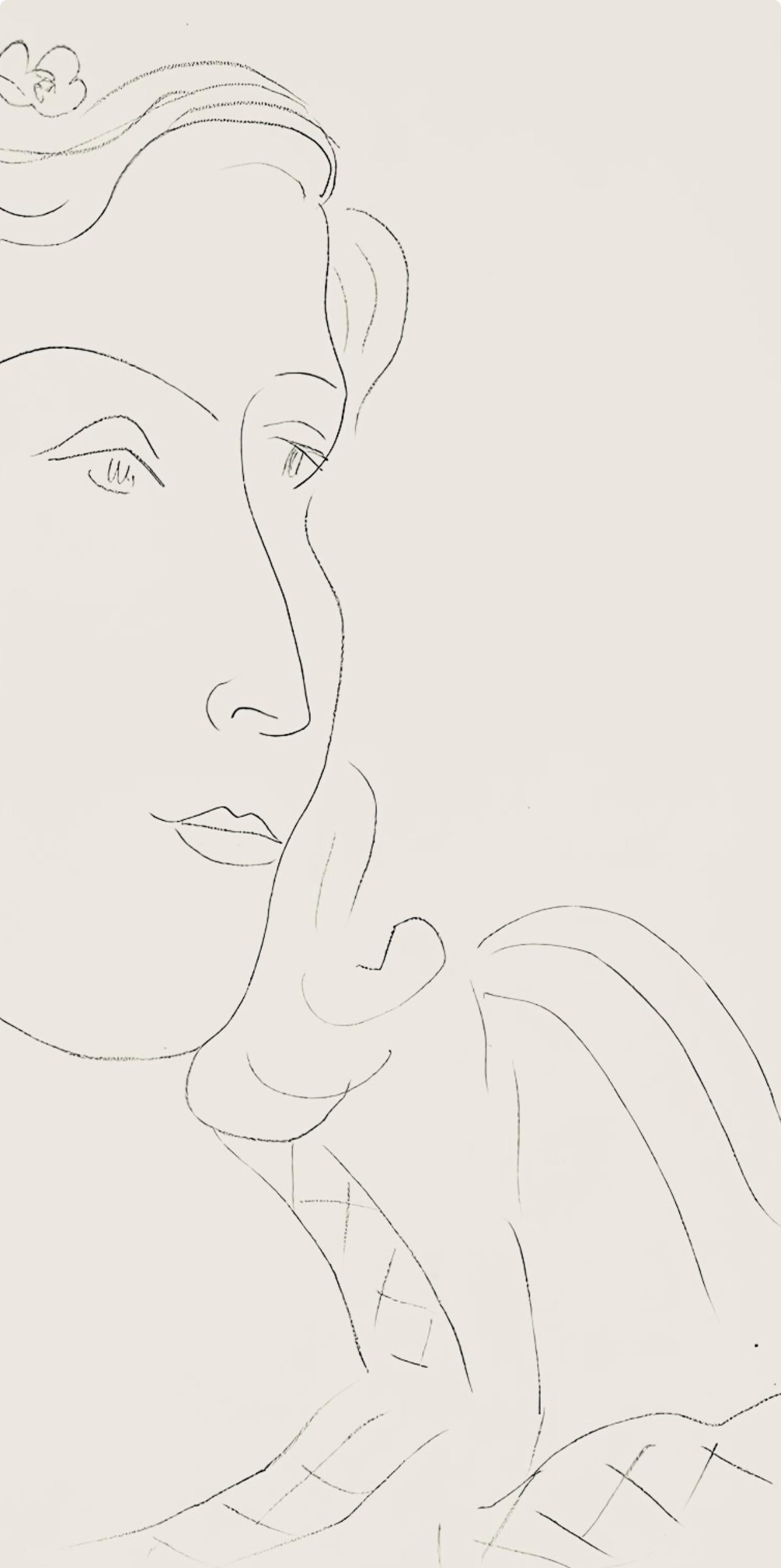 Matisse, Série O, var. 12 (Duthuit 9), Dessins, Thèmes et variations (d'après) - Beige Figurative Print par Henri Matisse