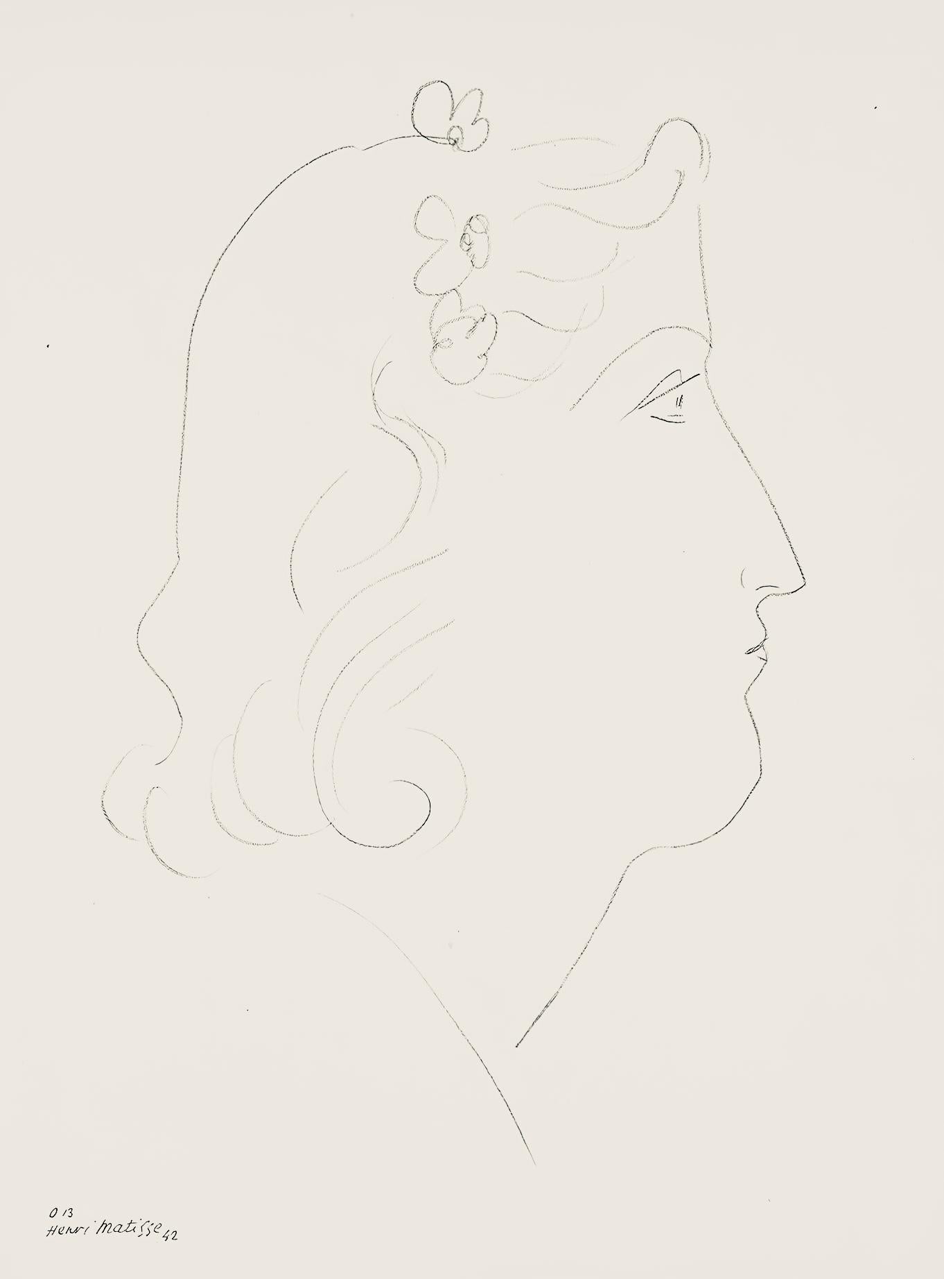 Henri Matisse Figurative Print - Matisse, Série O, var. 13 (Duthuit 9), Dessins, Thèmes et variations (after)