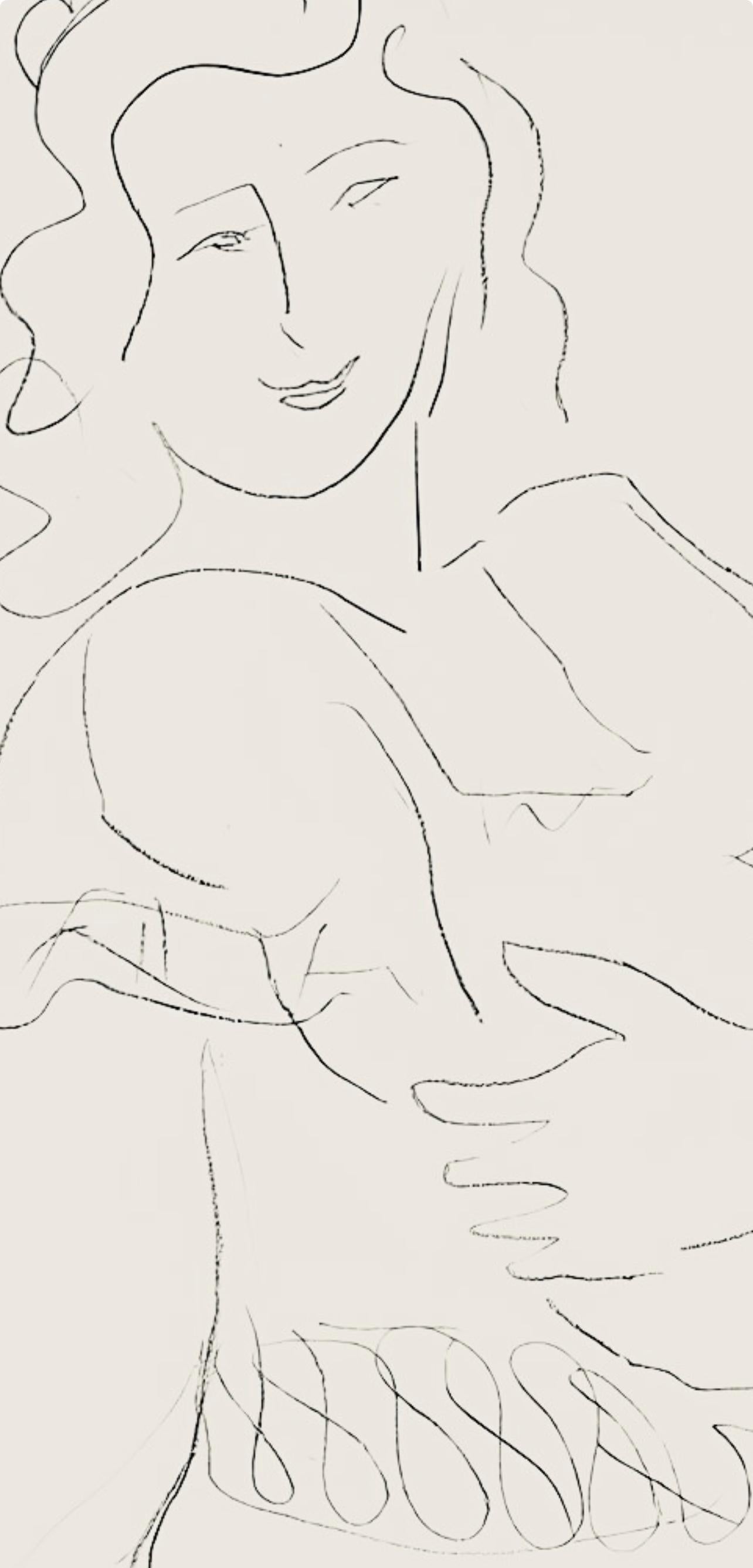 Matisse, Série O, var. 15 (Duthuit 9), Dessins, Thèmes et variations (after) - Beige Figurative Print by Henri Matisse