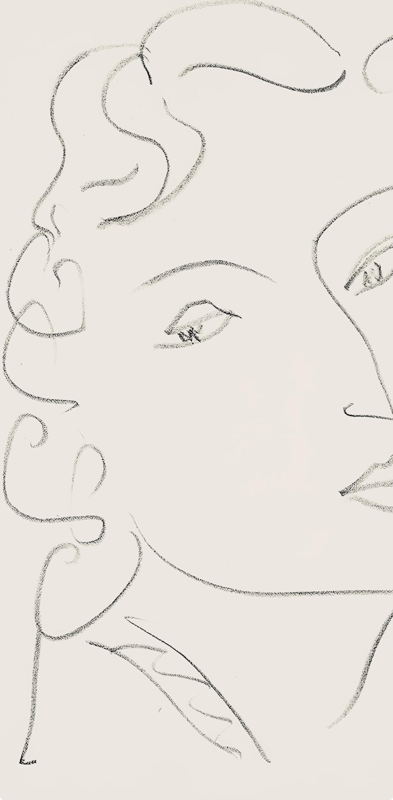 Matisse, Série O, var. 18 (Duthuit 9), Dessins, Thèmes et variations (after) - Beige Figurative Print by Henri Matisse