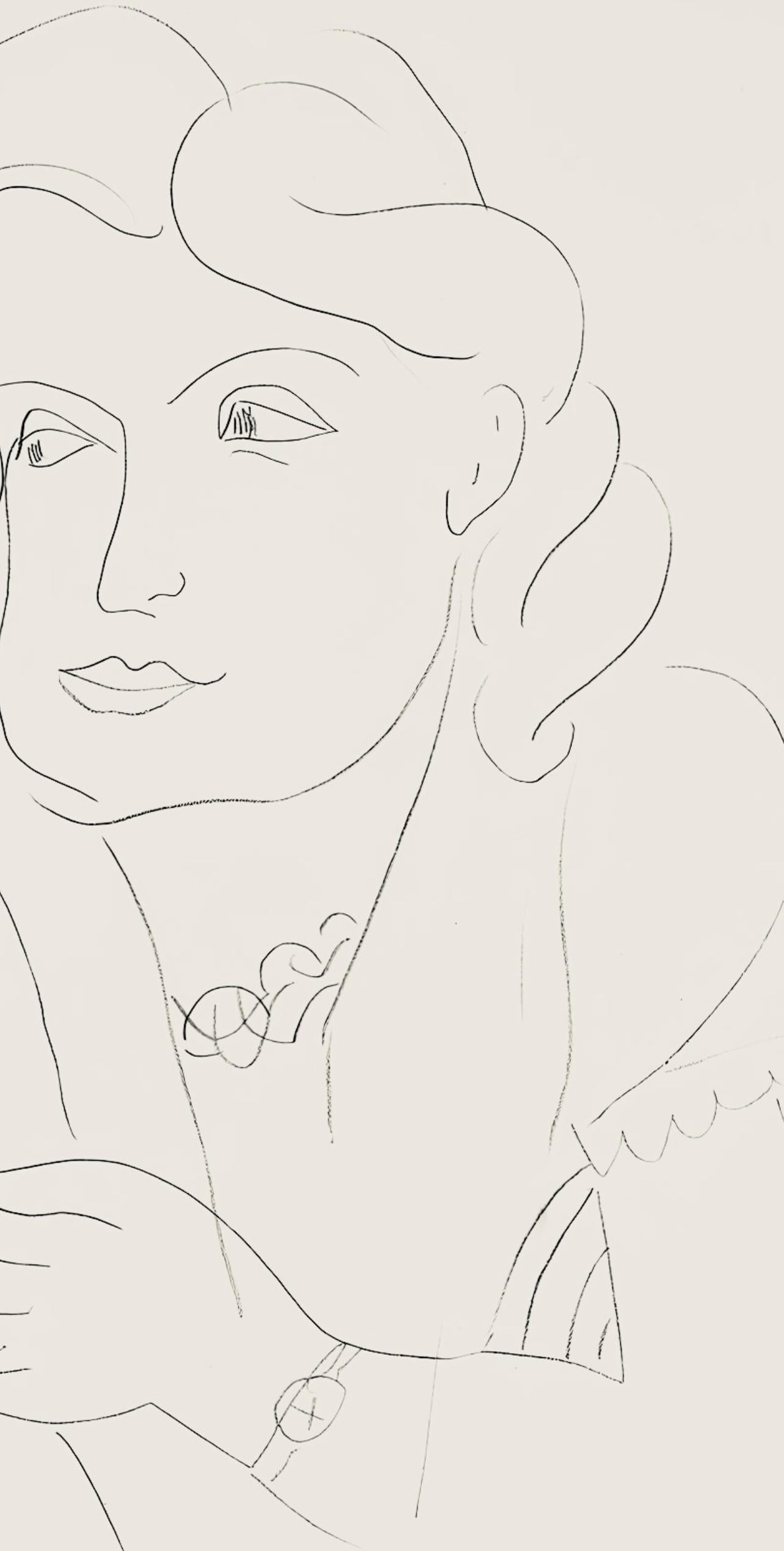 Matisse, Série O, var. 2 (Duthuit 9), Dessins, Thèmes et variations (after) - Beige Figurative Print by Henri Matisse