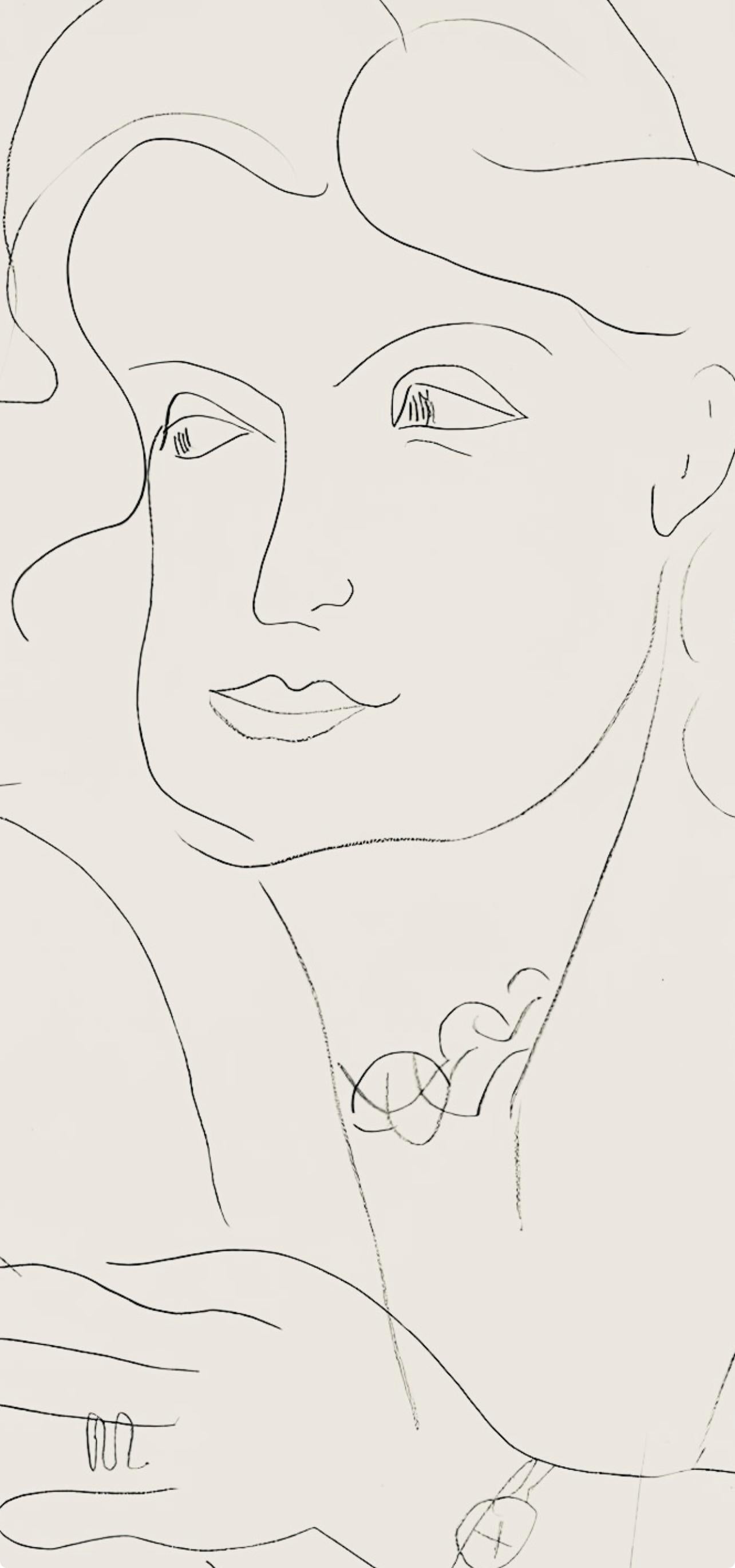 Lithograph on vélin pur fil paper. Inscription: Signed in the plate and unnumbered, as issued. Good condition. Notes: From the folio, Henri Matisse, Dessins, Thèmes et Variations, 1943. Published by Martin Fabiani, Éditeur, Paris; printed by Georges