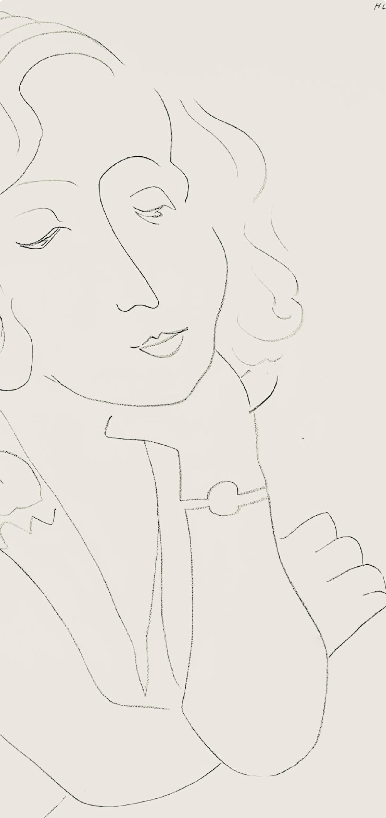 Matisse, Série O, var. 6 (Duthuit 9), Dessins, Thèmes et variations (after) - Beige Abstract Print by Henri Matisse