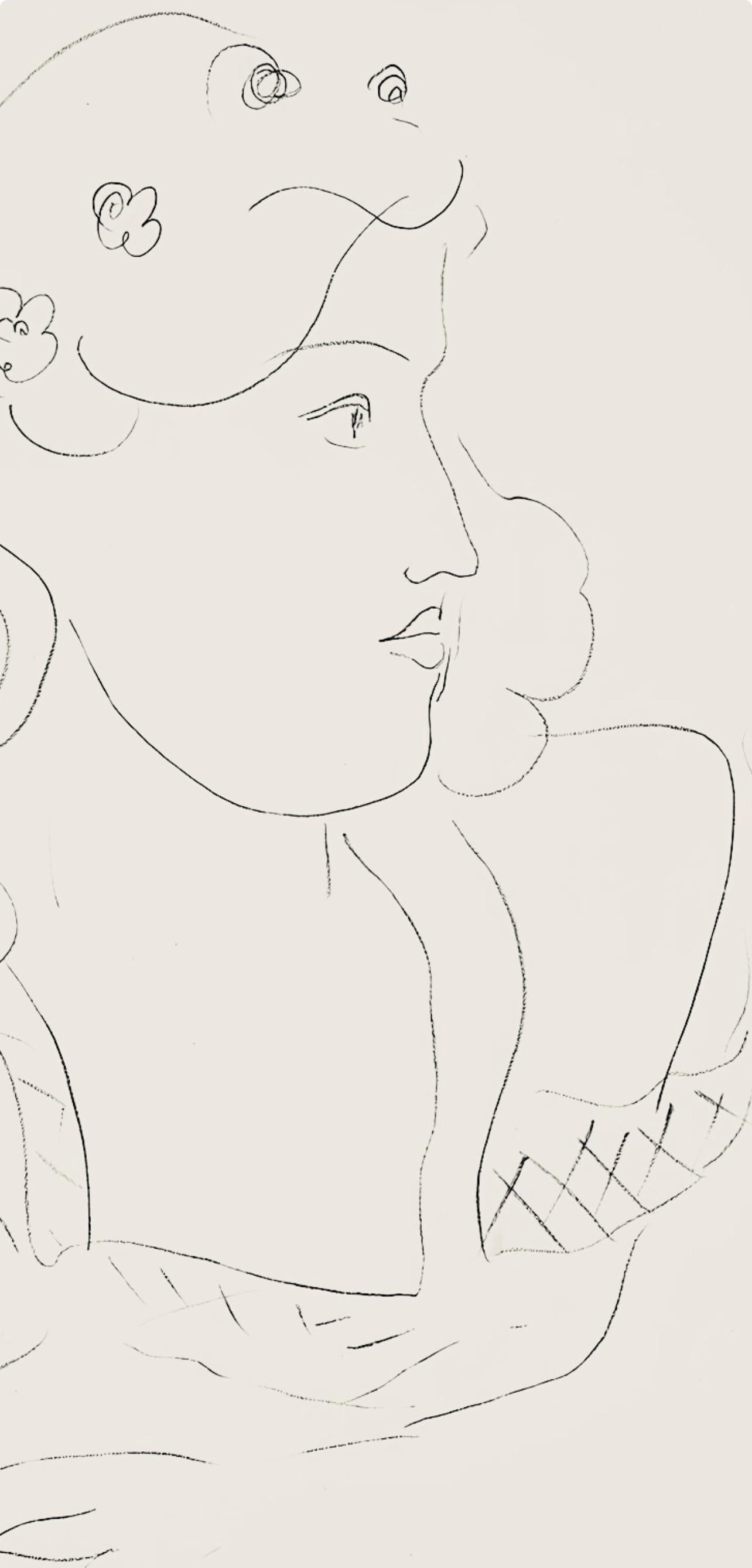 Matisse, Série O, var. 9 (Duthuit 9), Dessins, Thèmes et variations (after) - Beige Figurative Print by Henri Matisse