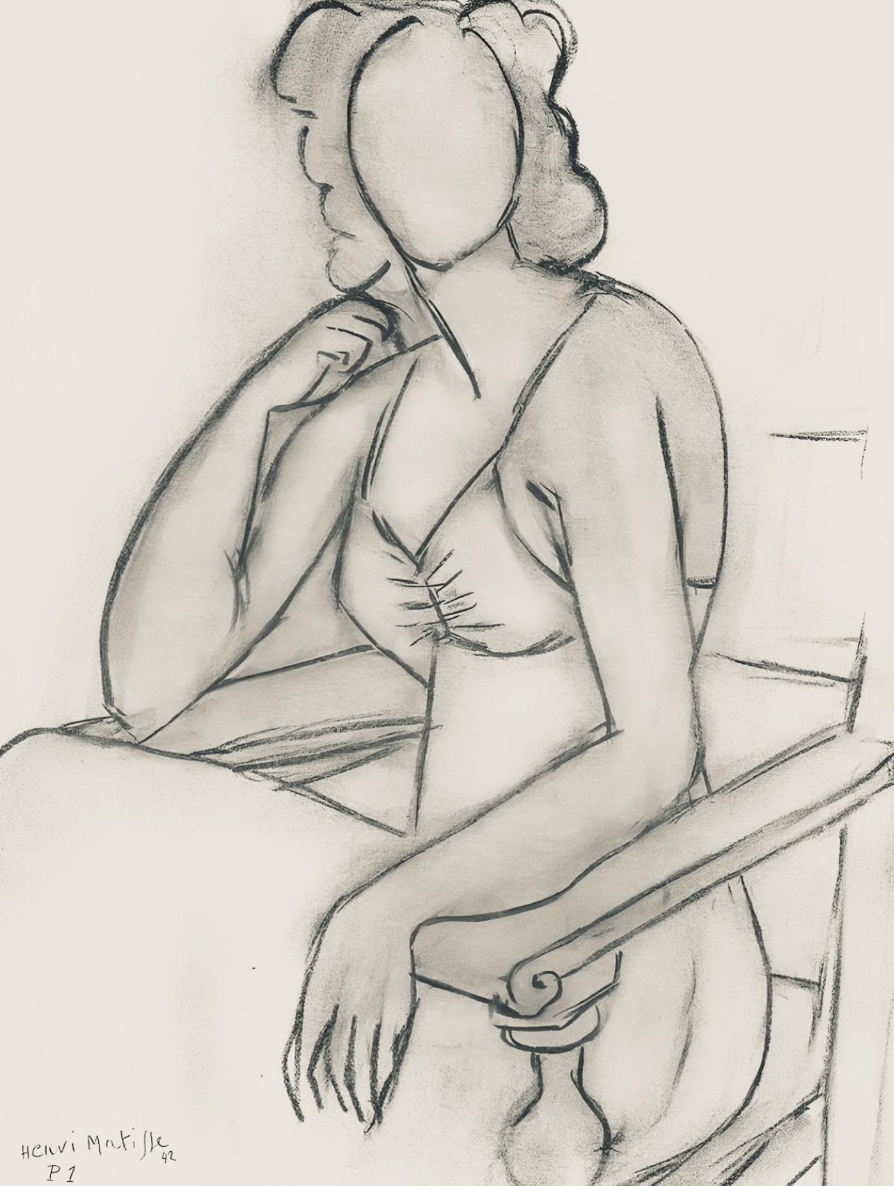 Henri Matisse Figurative Print - Matisse, Série P, var. 1 (Duthuit 9), Dessins, Thèmes et variations (after)