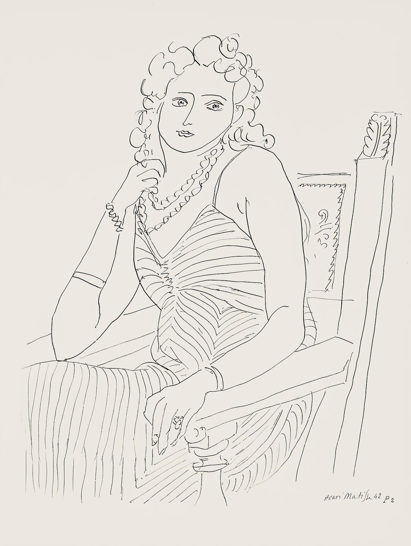 Henri Matisse Figurative Print - Matisse, Série P, var. 2 (Duthuit 9), Dessins, Thèmes et variations (after)