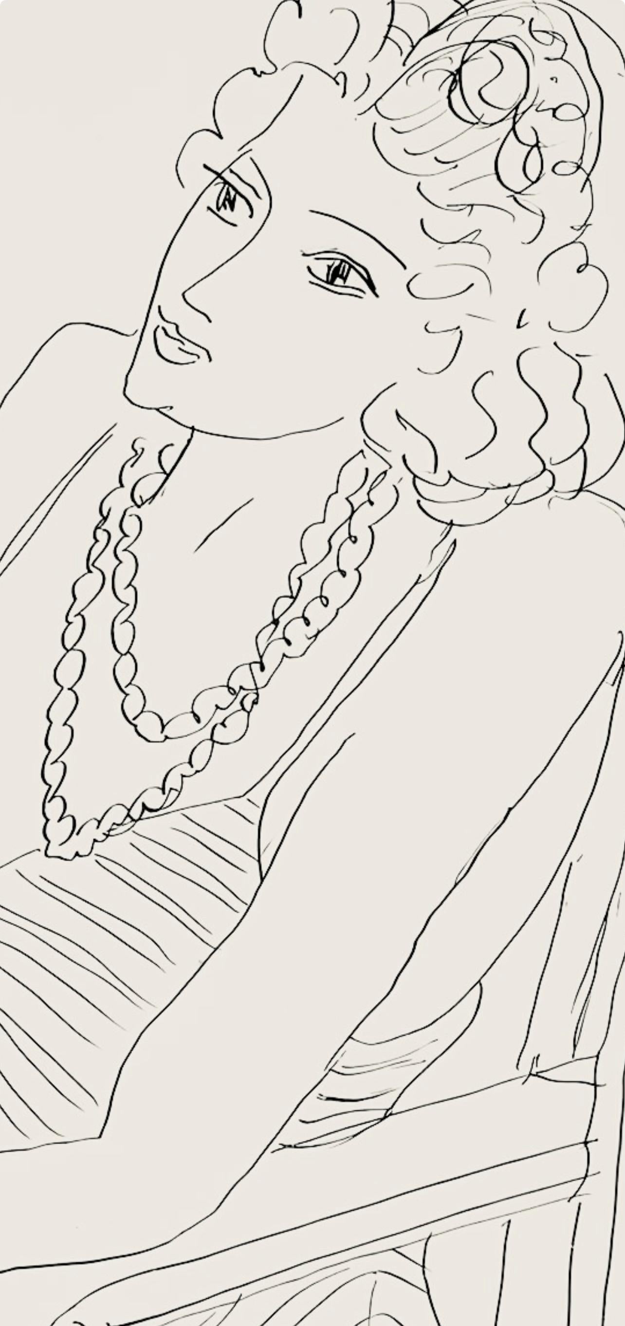 Matisse, Série P, var. 3 (Duthuit 9), Dessins, Thèmes et variations (after) - Beige Figurative Print by Henri Matisse