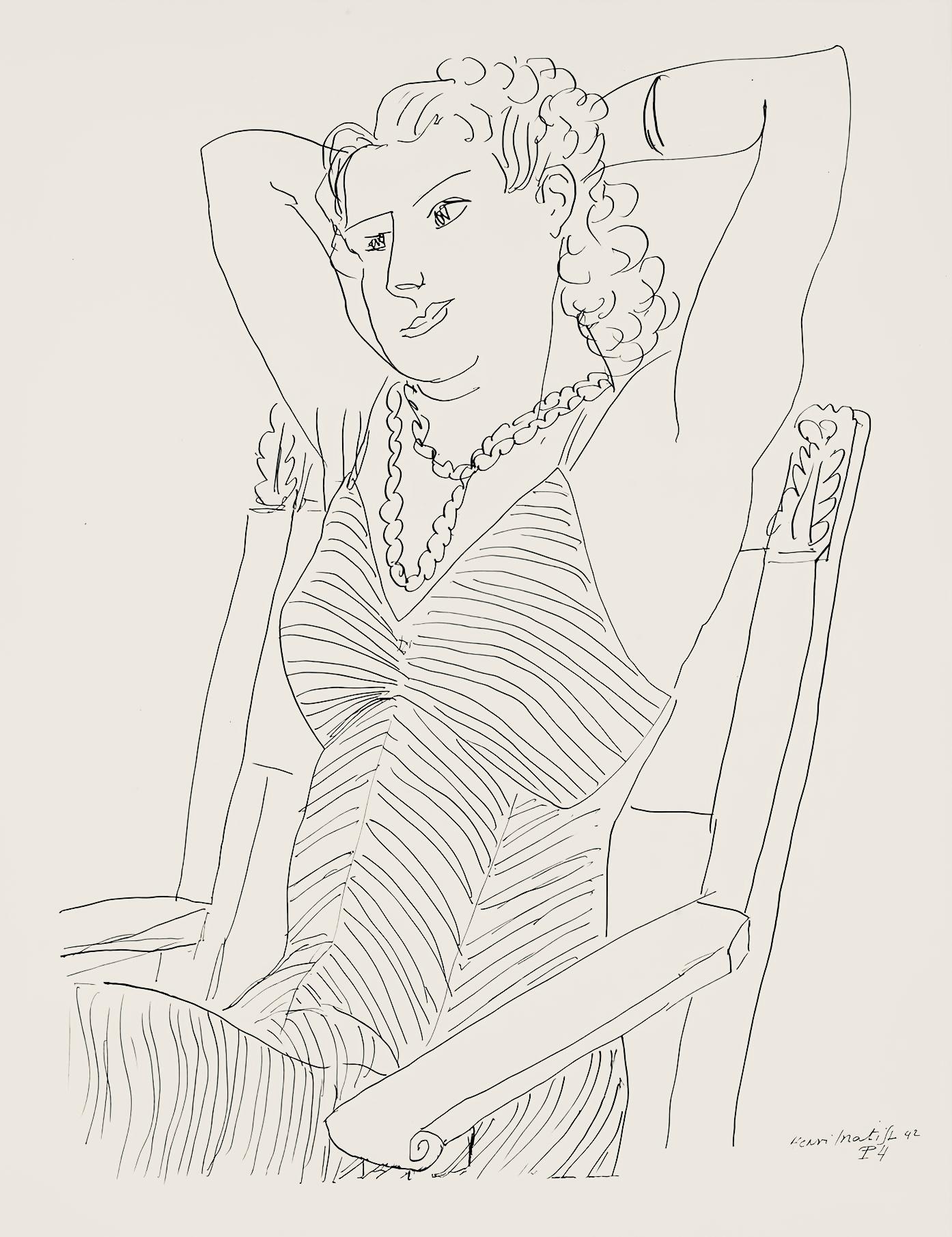 Henri Matisse Abstract Print - Matisse, Série P, var. 4 (Duthuit 9), Dessins, Thèmes et variations (after)