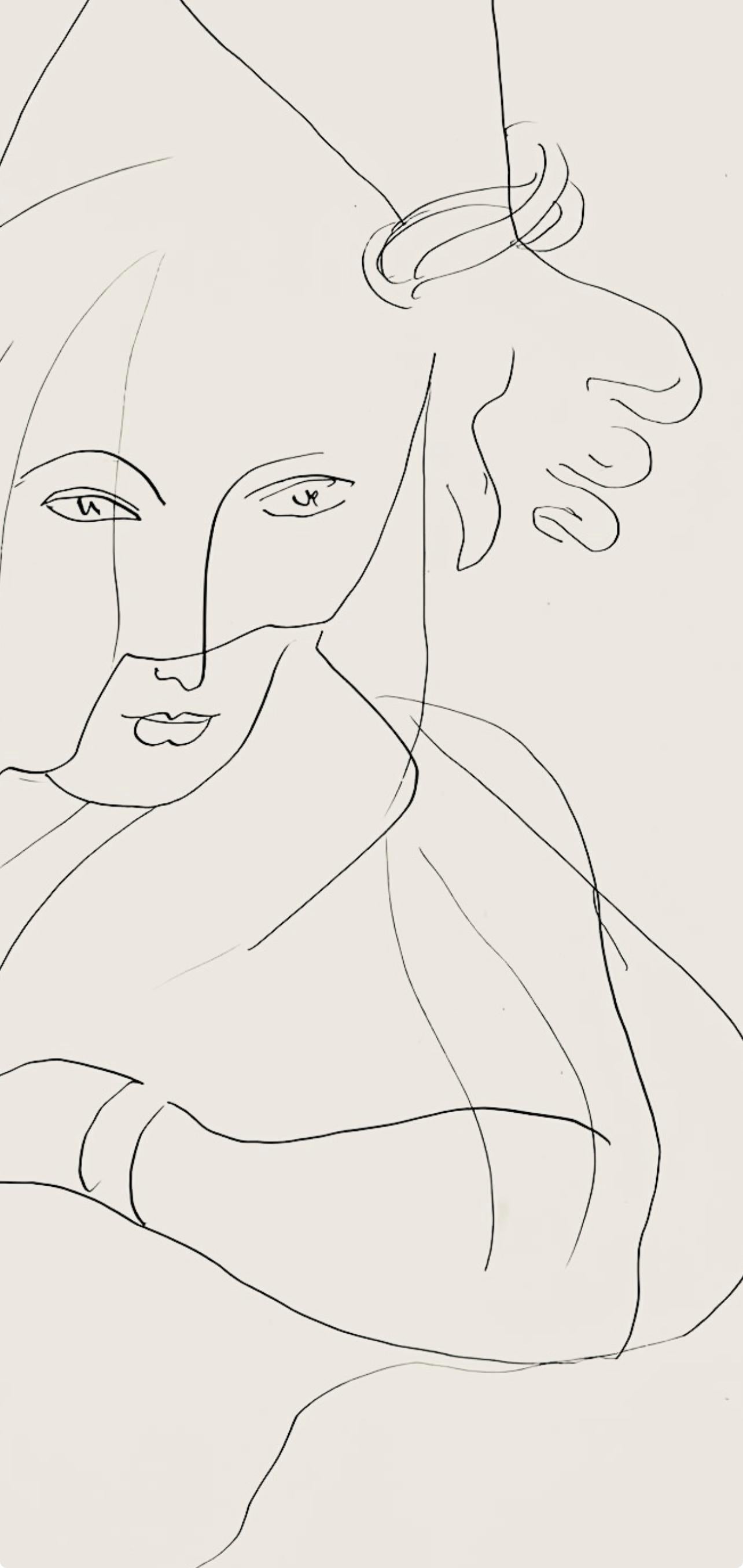 Matisse, Série V, var. 7 (Duthuit 9), Dessins, Thèmes et variations (after) - Beige Abstract Print by Henri Matisse