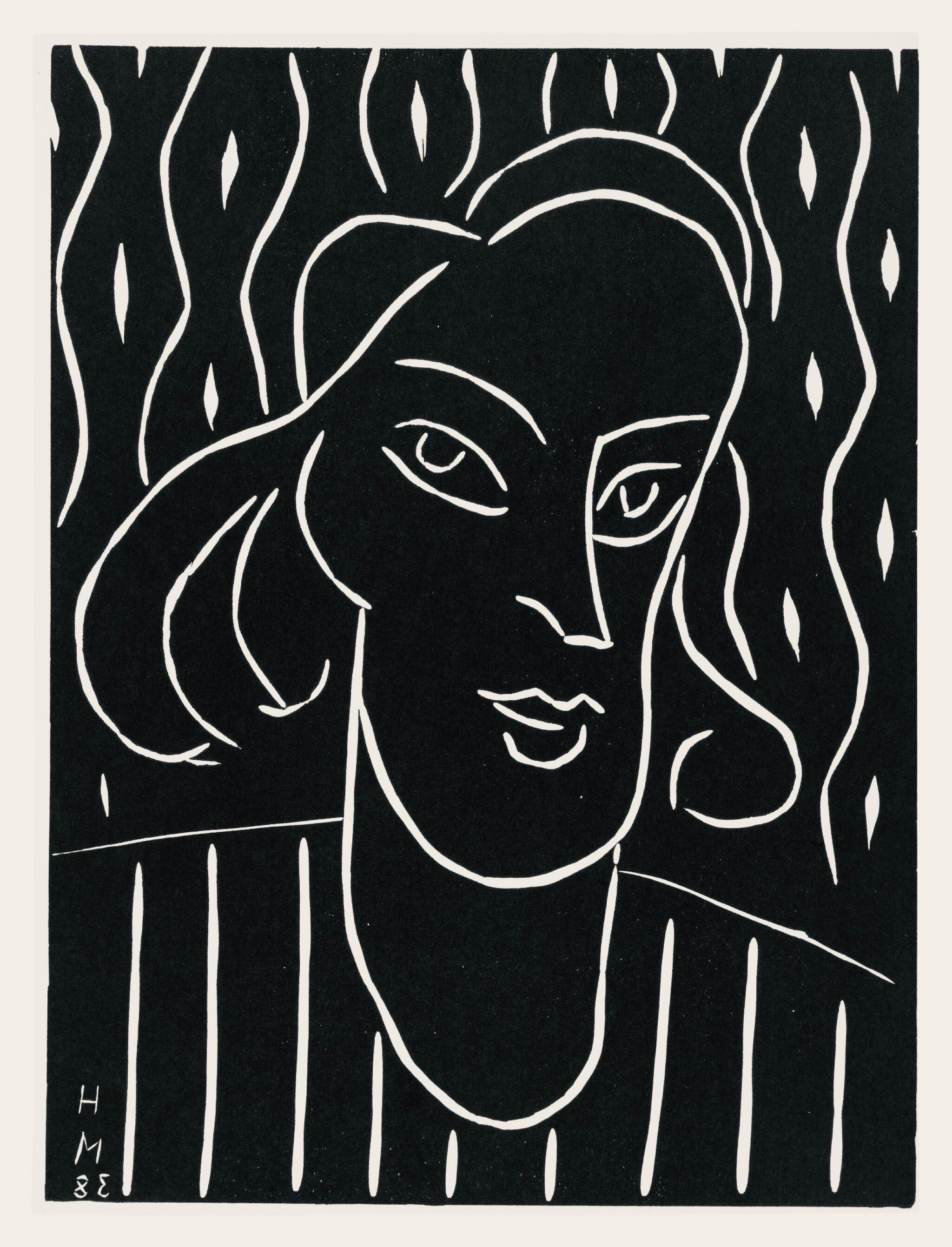Linocut on vélin paper. Paper Size: 12.4 x 9.65 inches. Inscription: Signed in the plate and unnumbered, as issued. Catalogue raisonné references: Catalogue raisonné reference: Matisse, Henri, et al. Henri Matisse: Catalogue Raisonné de L’oeuvre