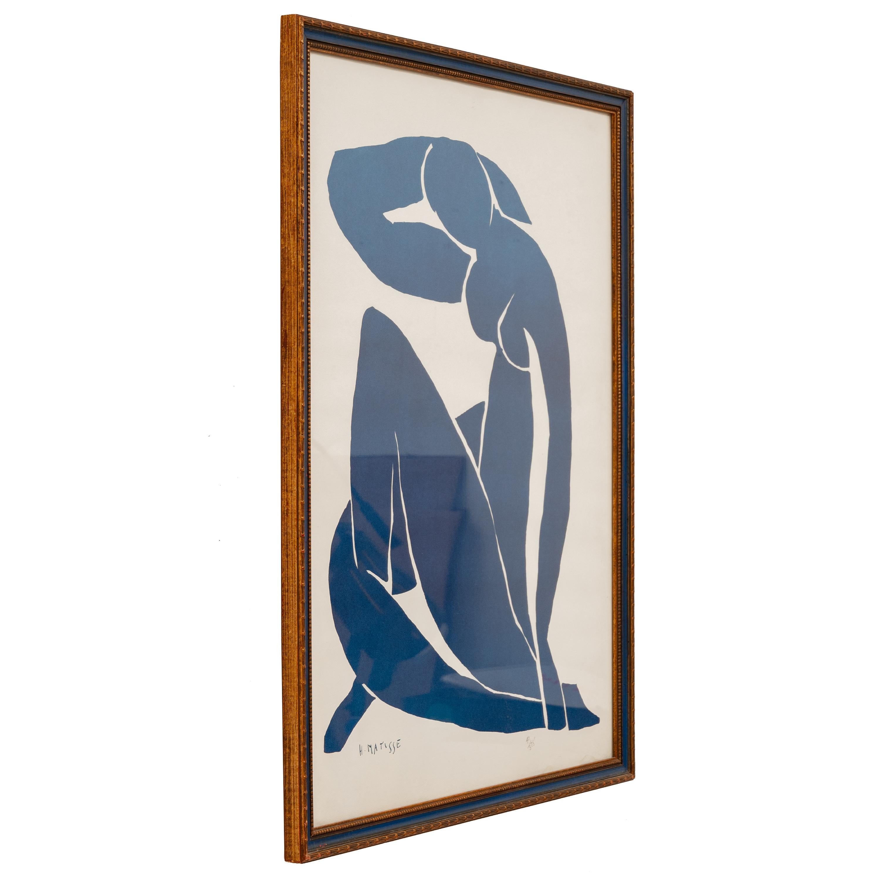 Mid Century Modern Serigraph in Colors Henri Matisse Blue Nude II Signed 1952 1