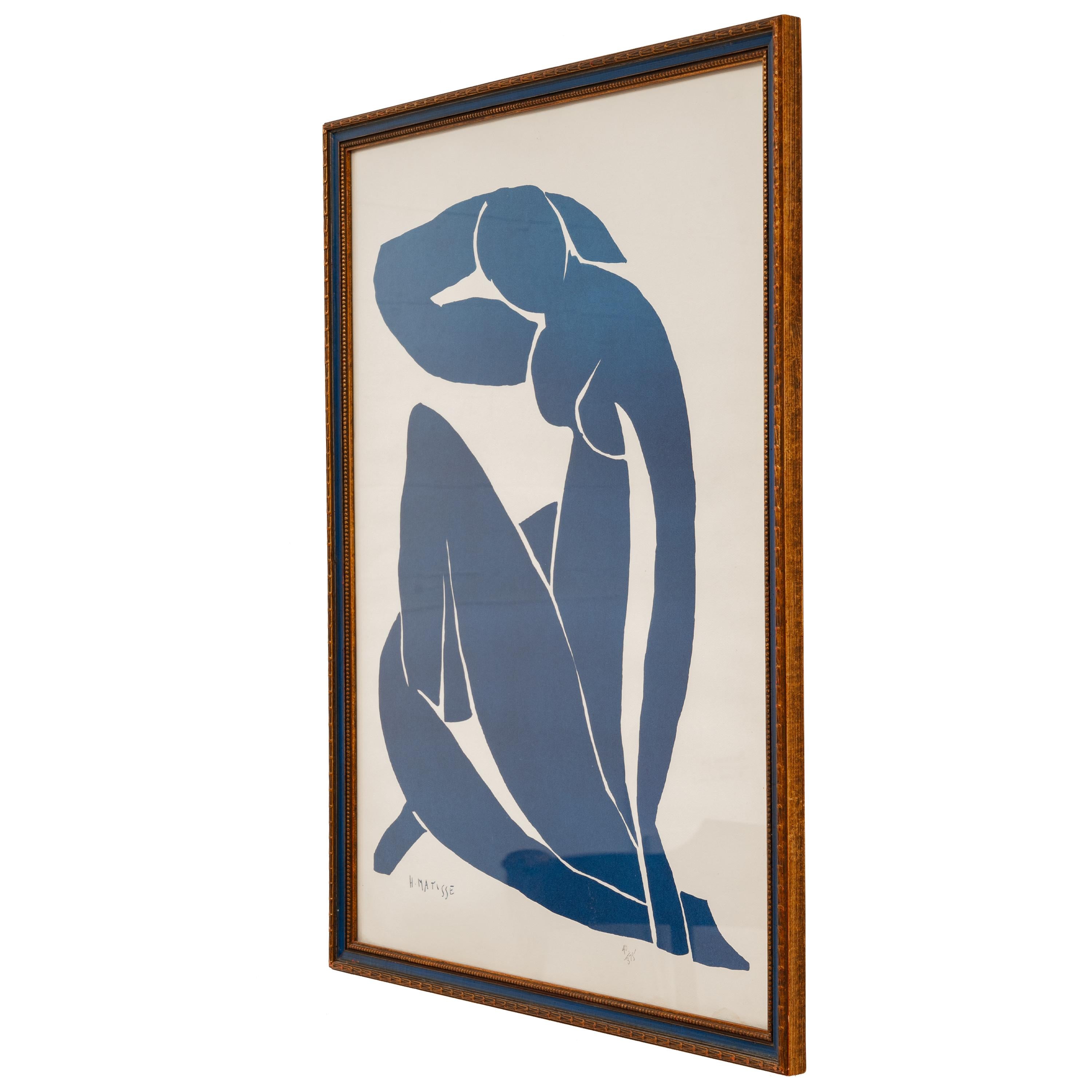 Mid Century Modern Serigraph in Colors Henri Matisse Blue Nude II Signed 1952 2