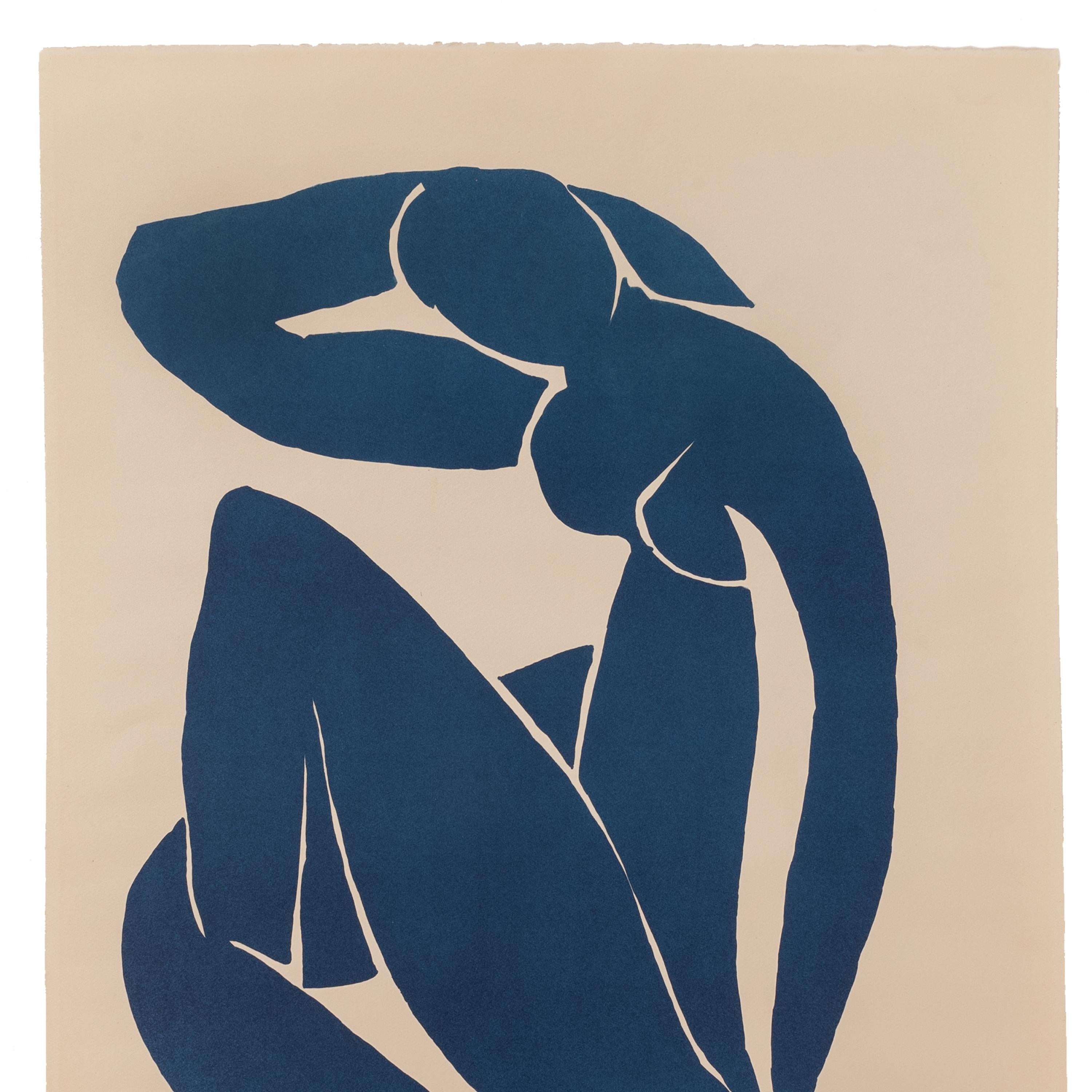 Mid Century Modern Serigraph in Colors Henri Matisse Blue Nude II Signed 1952 4