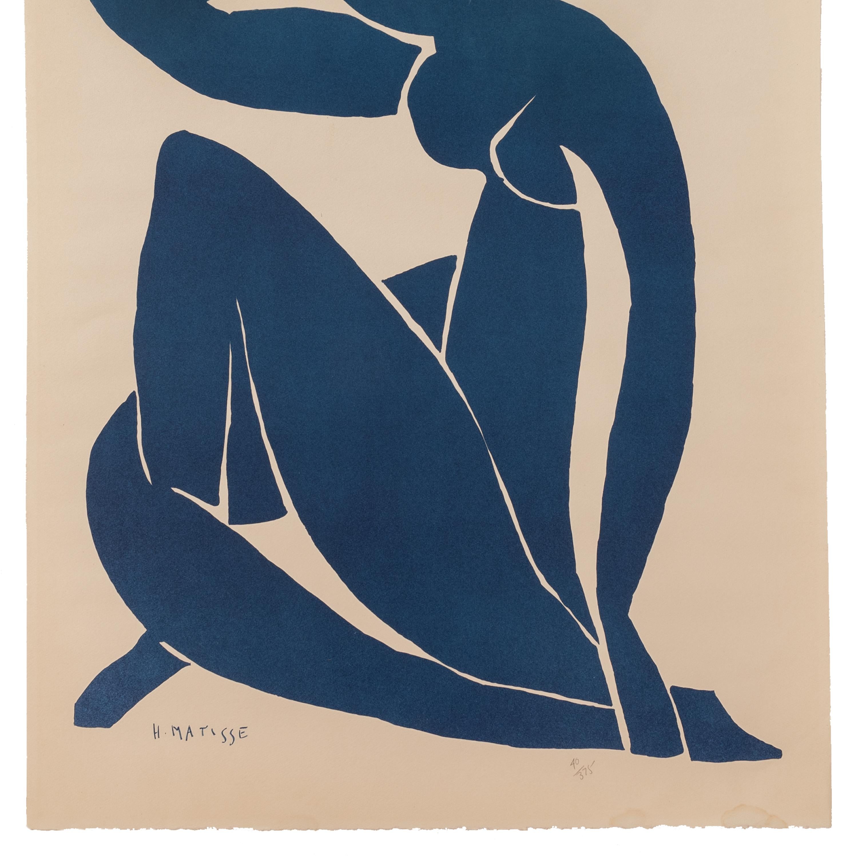 Mid Century Modern Serigraph in Colors Henri Matisse Blue Nude II Signed 1952 5