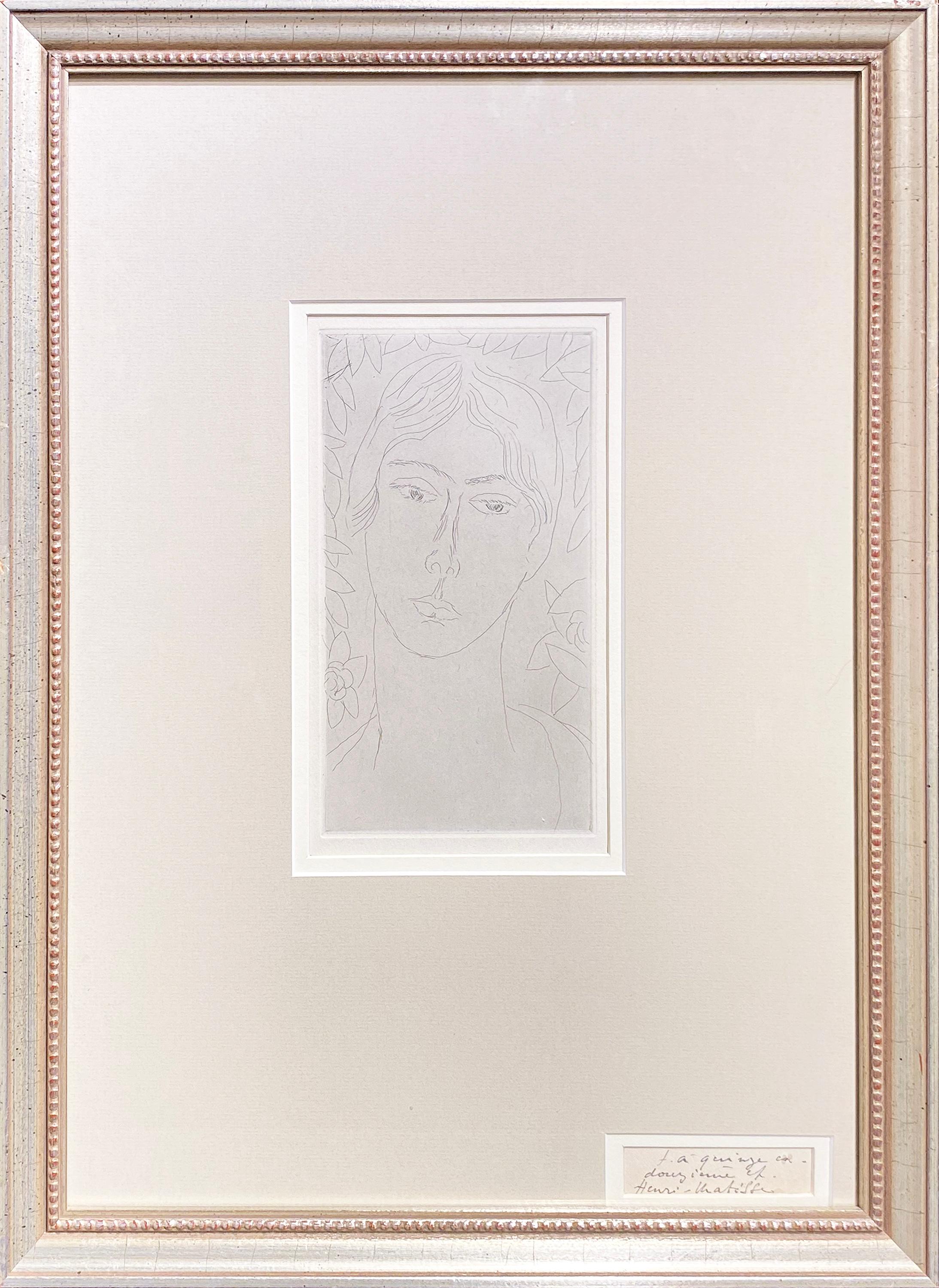 „Mlle Landsberg“ (Pflanzgefäß in Klasse, pl. 16) (Fauvismus), Print, von Henri Matisse