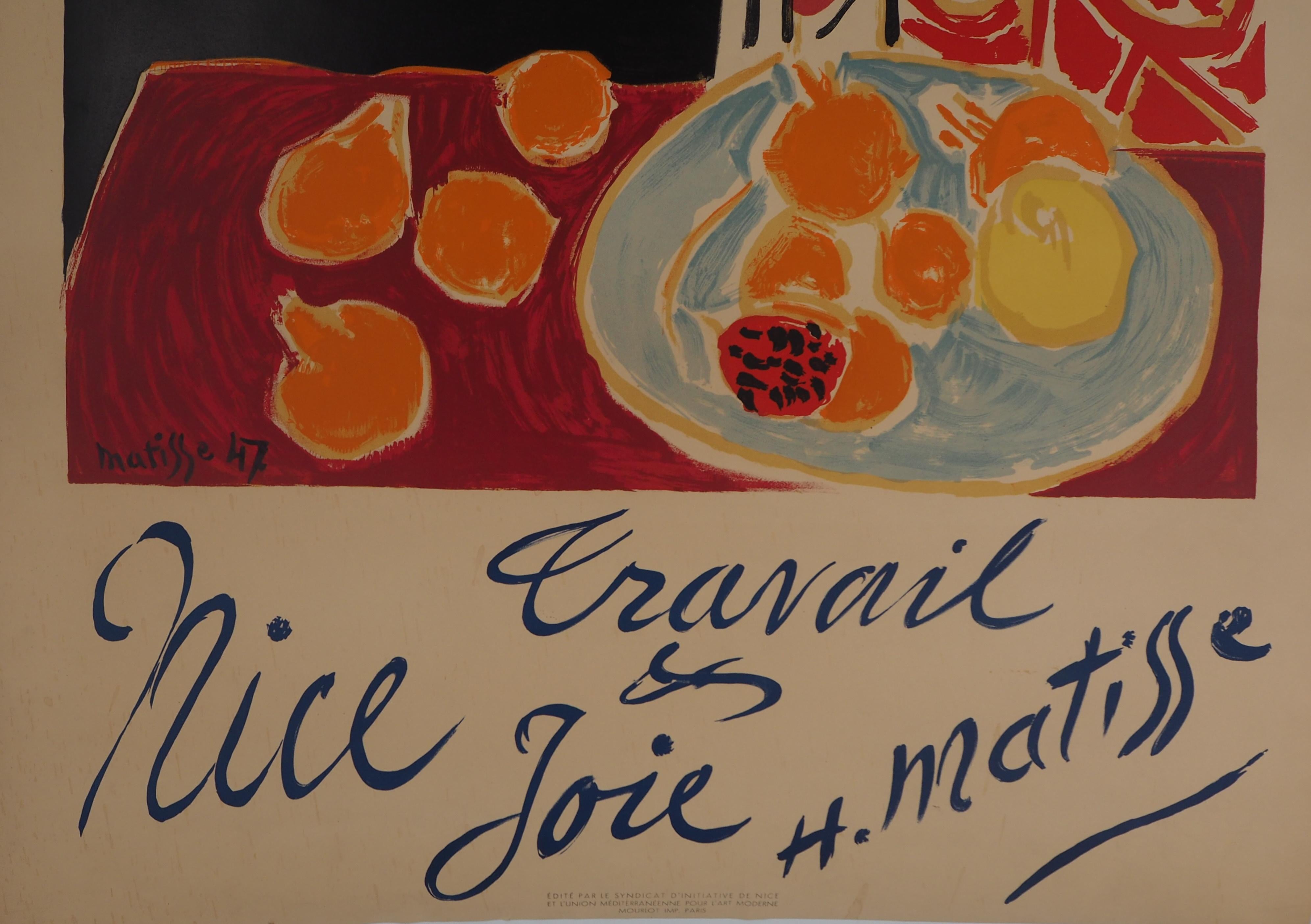 Nice, Travail, Joie (French Riviera, Work & Joy) - Original lithograph (Mourlot) - Beige Figurative Print by Henri Matisse
