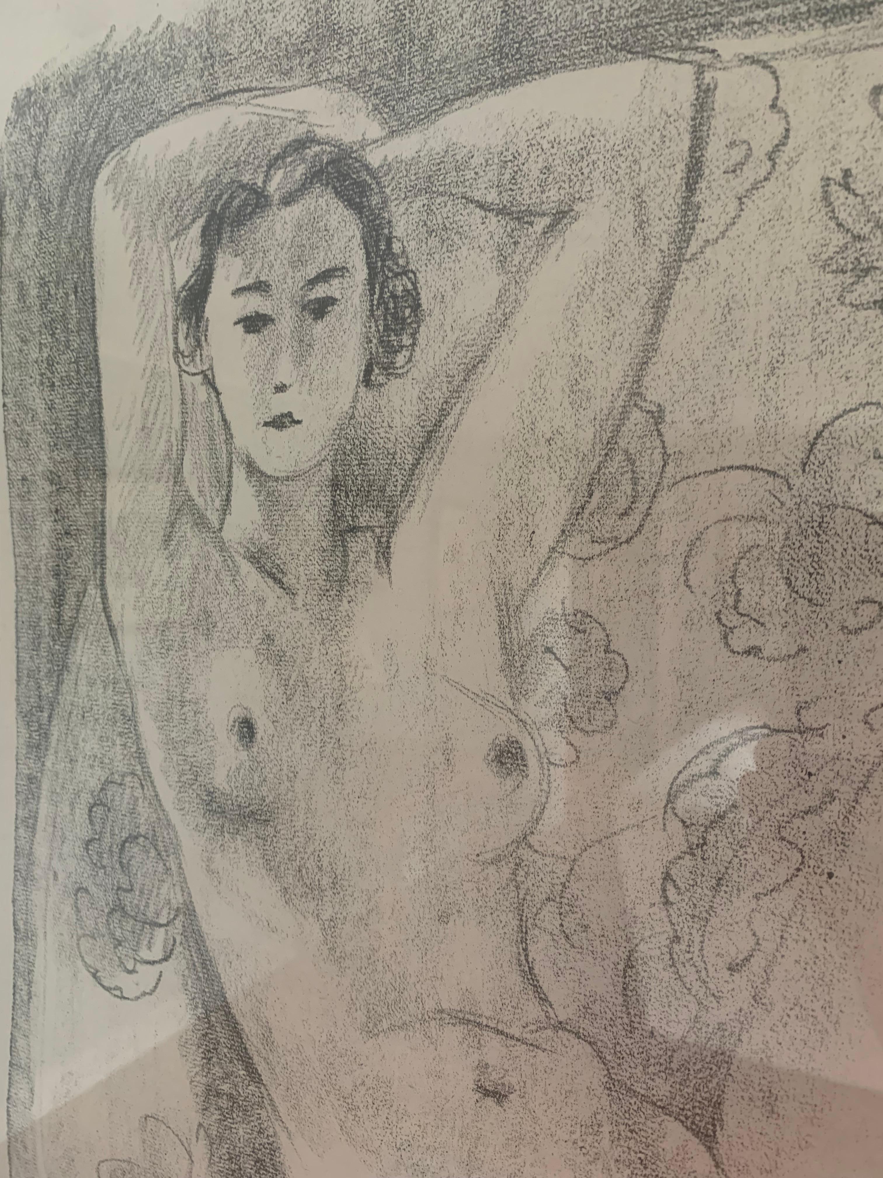 Nu assis dans un Fauteuil au Décor fleuri – Print von Henri Matisse
