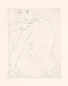 Nu Assis de Trois Quarts, Le Visage de Face, Etching by Henri Matisse