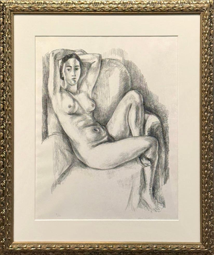 Henri Matisse Abstract Print - Nu Au Coussin Bleu (Nude on Blue Cushion), 1924 - Hand-Signed by Matisse