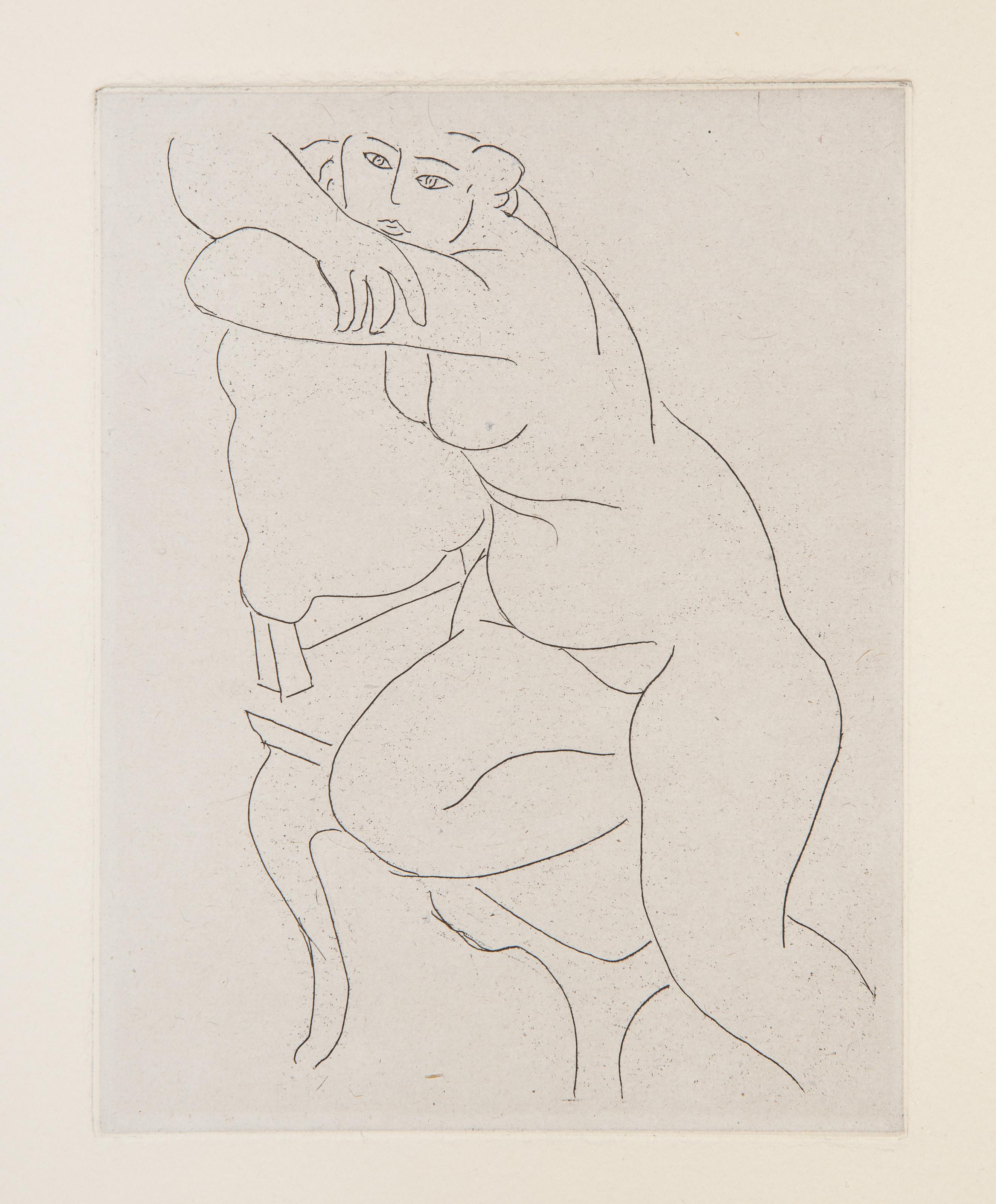  Henri Matisse, Francés (1869 - 1954) - Nu au Fauteuil, Año: 1935, Técnica: Aguafuerte sobre arcos, Tamaño de la imagen: 5,5 x 4,25 pulgadas, Tamaño: 17,75 x 12,25 pulgadas (45,09 x 31,12 cm), Referencia: Duthuit 245, Procedencia: De la colección