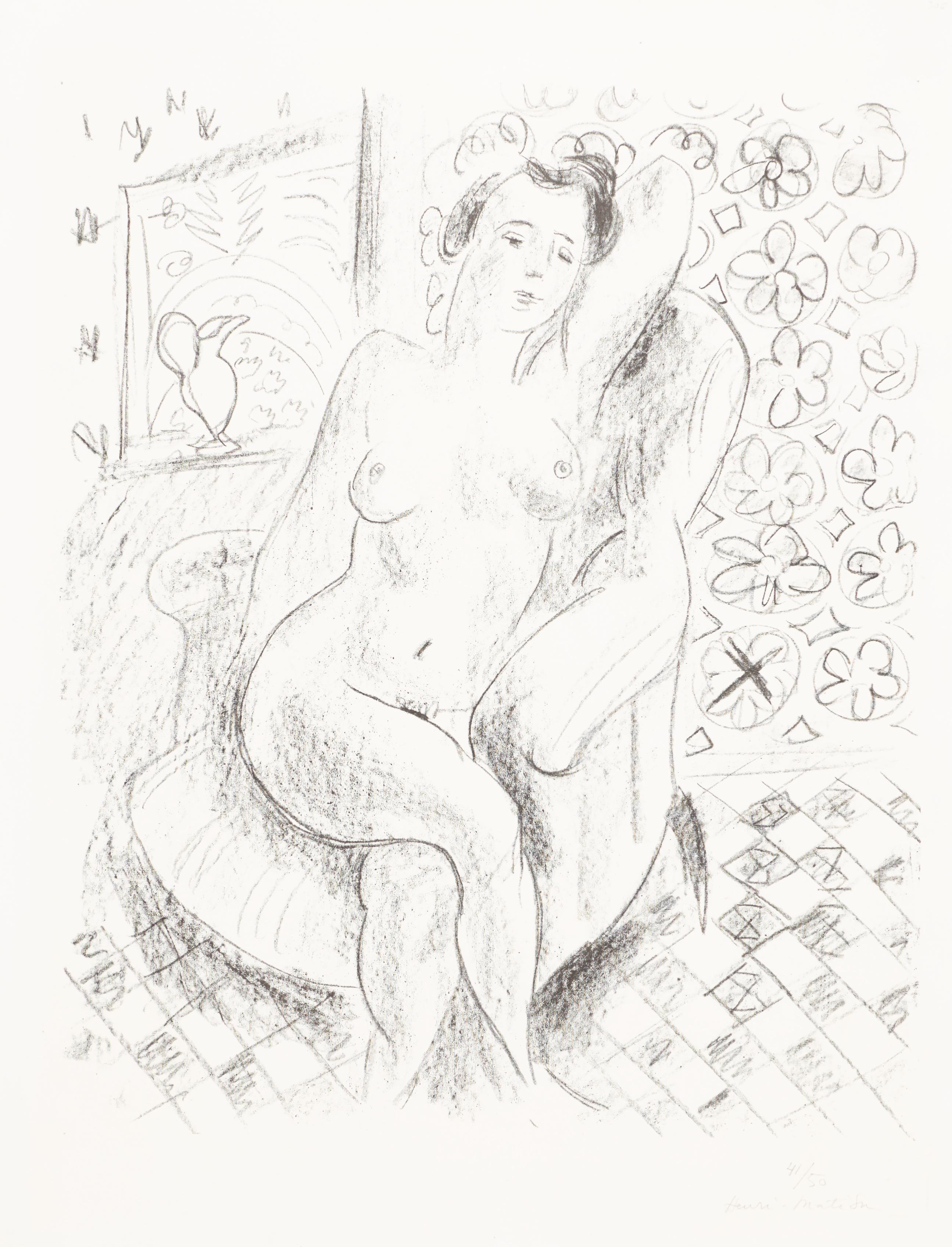 Figurative Print di Henri Matisse - Nu au fauteuil sur fond moucharabieh