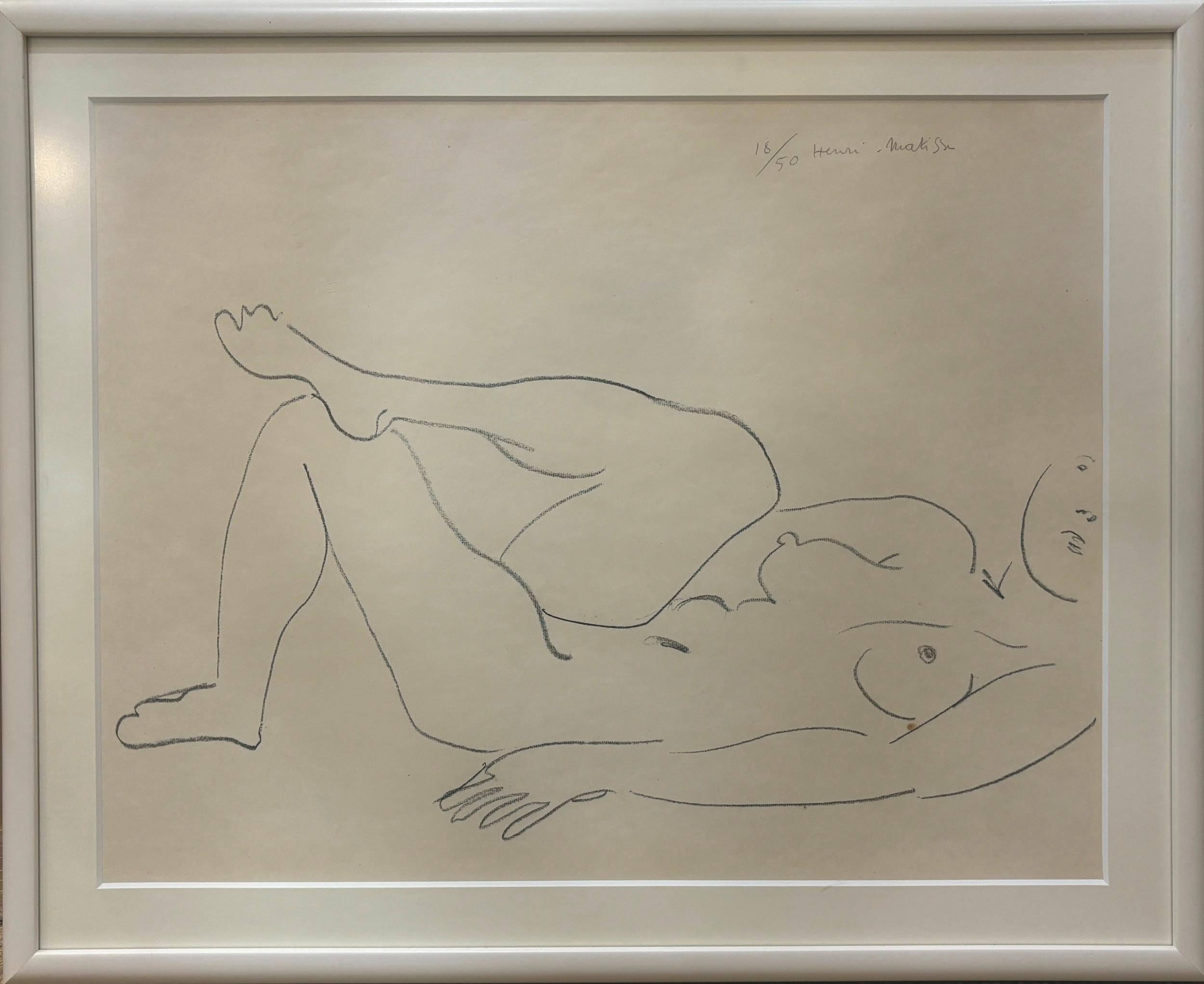 Nu couché au visage incomplet - Étude de jambes - Print by Henri Matisse