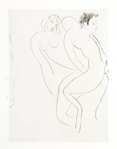 Vintage Nymph and Faun, Etching by Henri Matisse