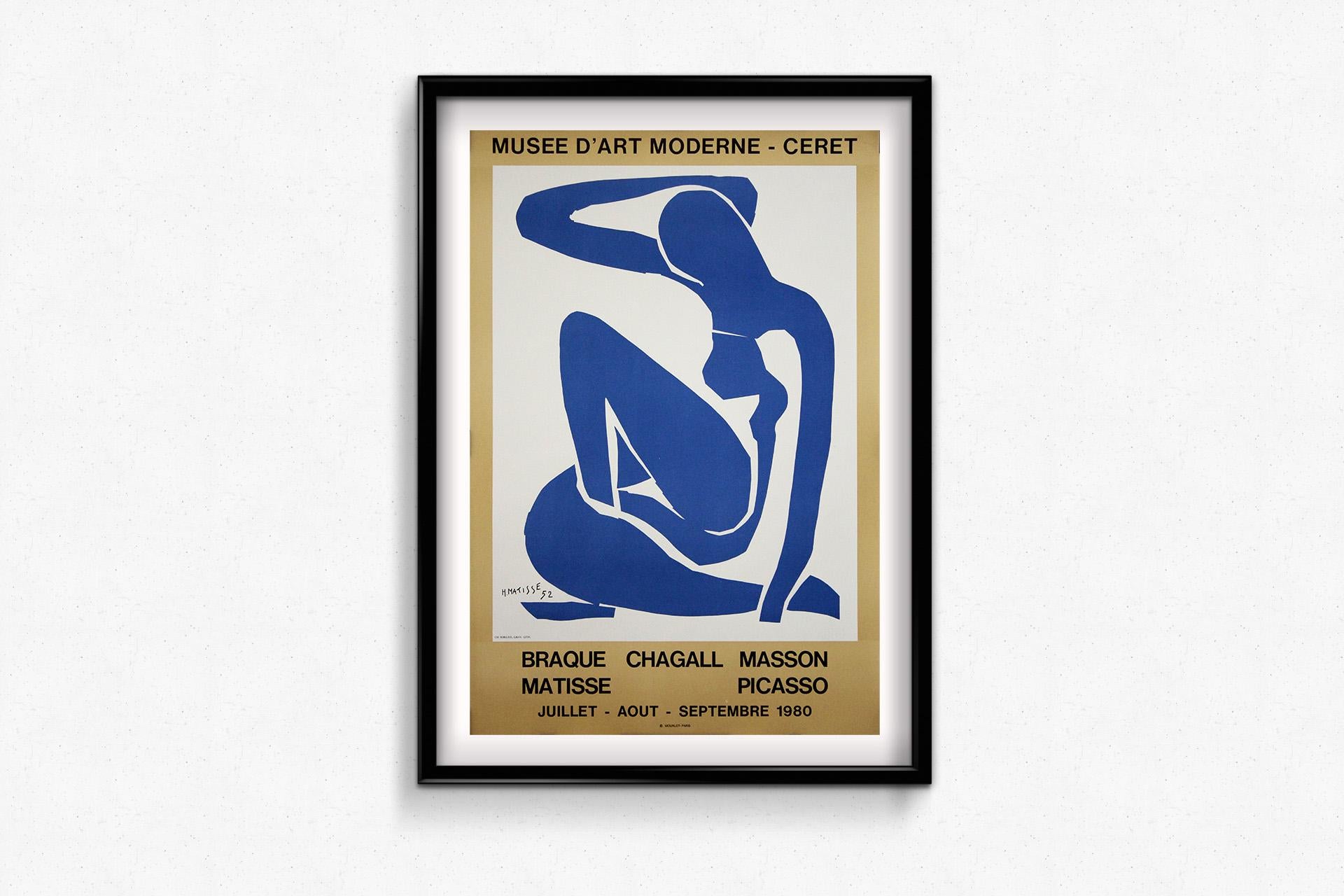 Cartel original de 1980 de la exposición Femme en bleue de Henri Matisse en venta 1