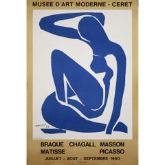 Original 1980 exhibition poster featuring Femme en bleue by Henri Matisse