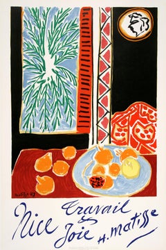 Affiche de voyage originale d'Henri Matisse pour Nice France Créée en 1947 Vintage By