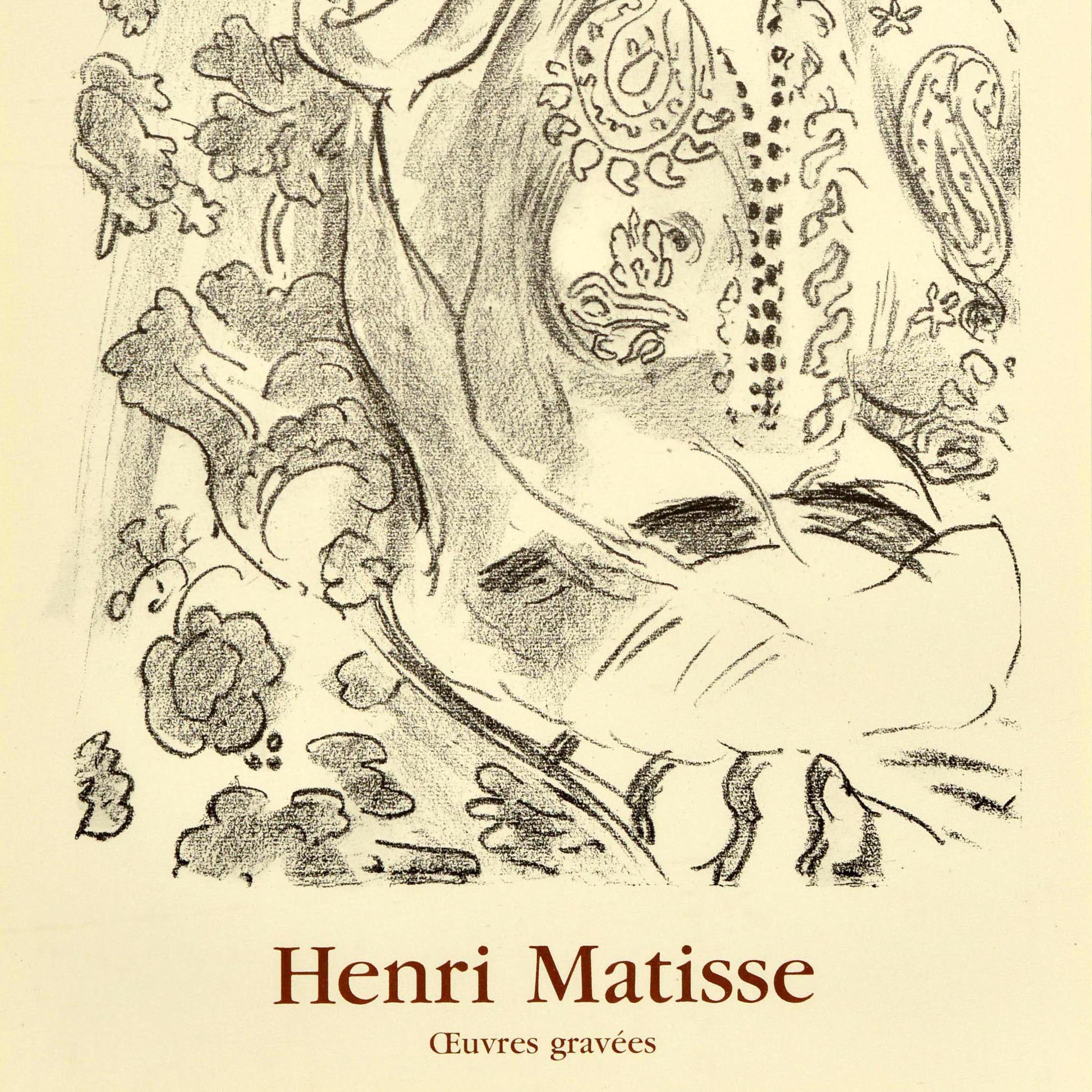 Original Vintage-Poster, Kunstausstellungsplakat Henri Matisse, arabische gravierte Werke, Vintage im Angebot 3
