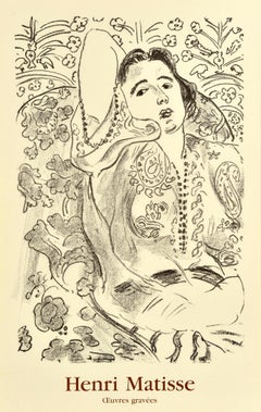 Original Vintage Art Exhibition Poster Henri Matisse Arabesque Engraved Works