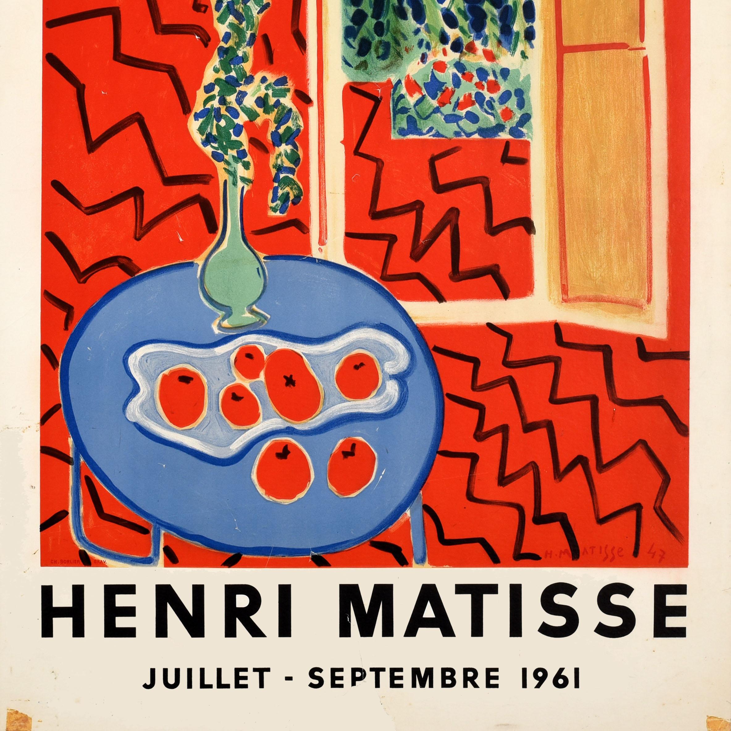 Original Vintage Art Exhibition Poster Henri Matisse Interieur Rouge Red France 3