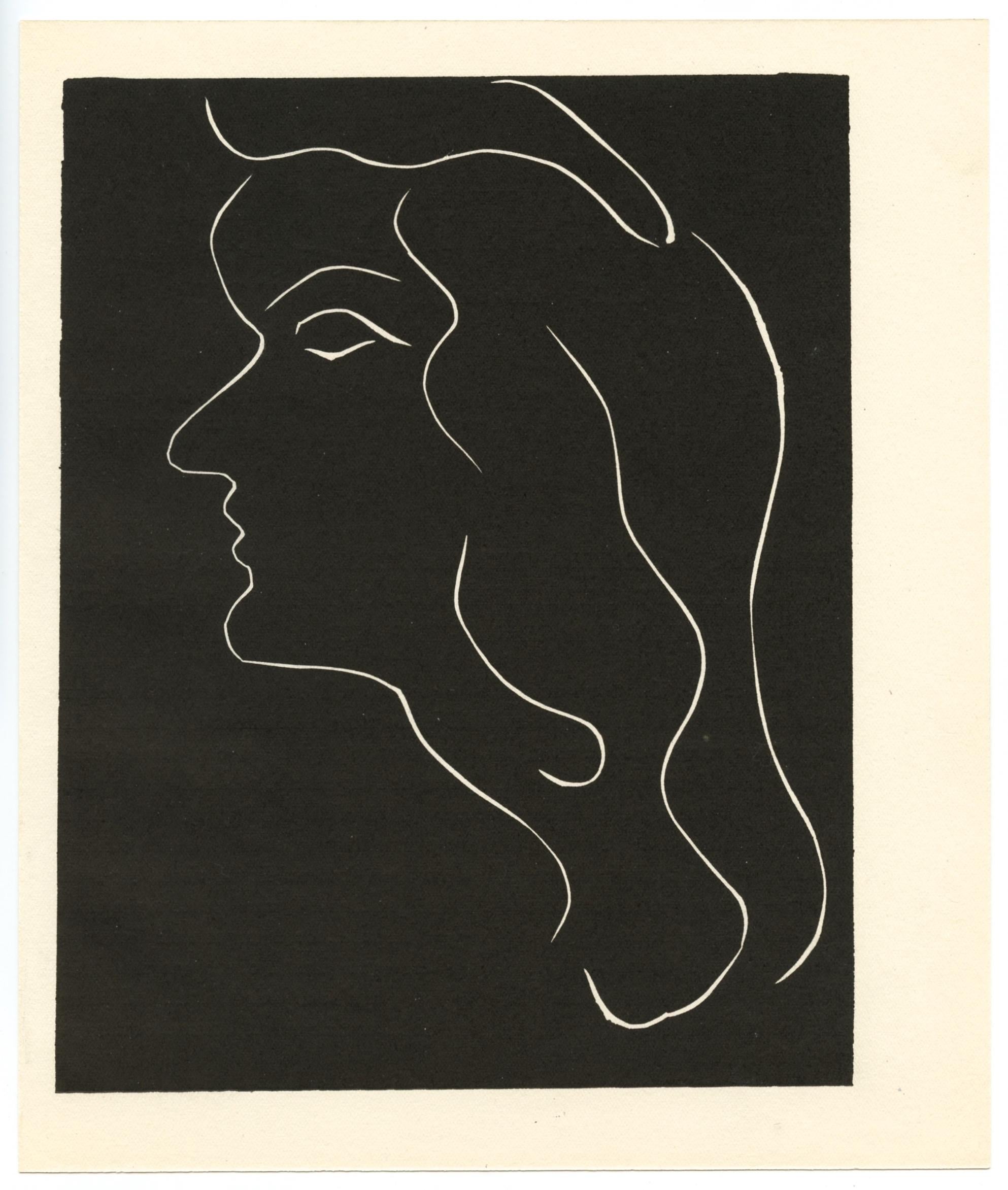 Portrait Print Henri Matisse - gravure sur bois originale pour Pierre a feu  Les miroirs profonds