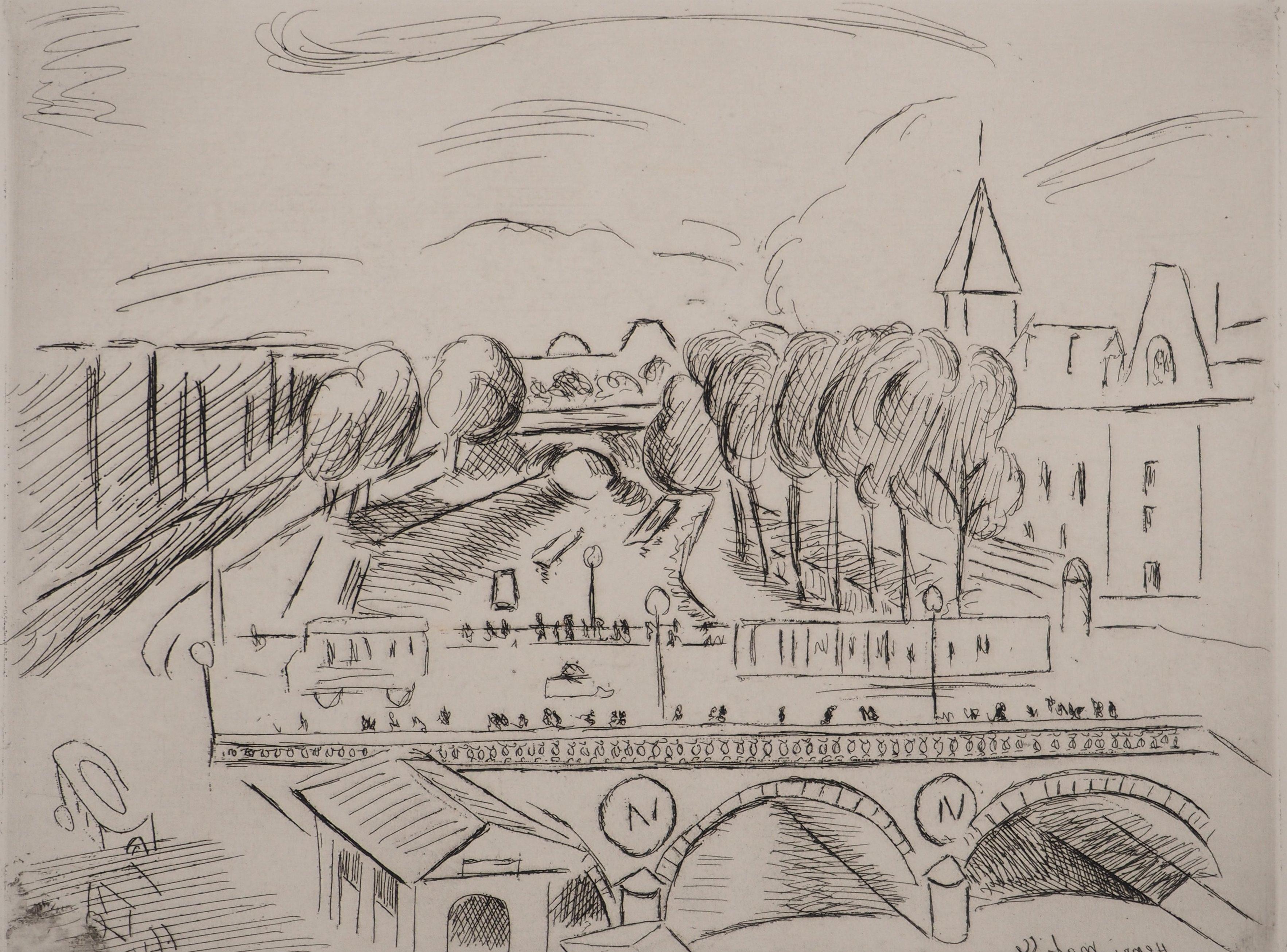 París : Puente Saint Michel - Grabado original (Duthuit-Matisse #108) - Print de Henri Matisse