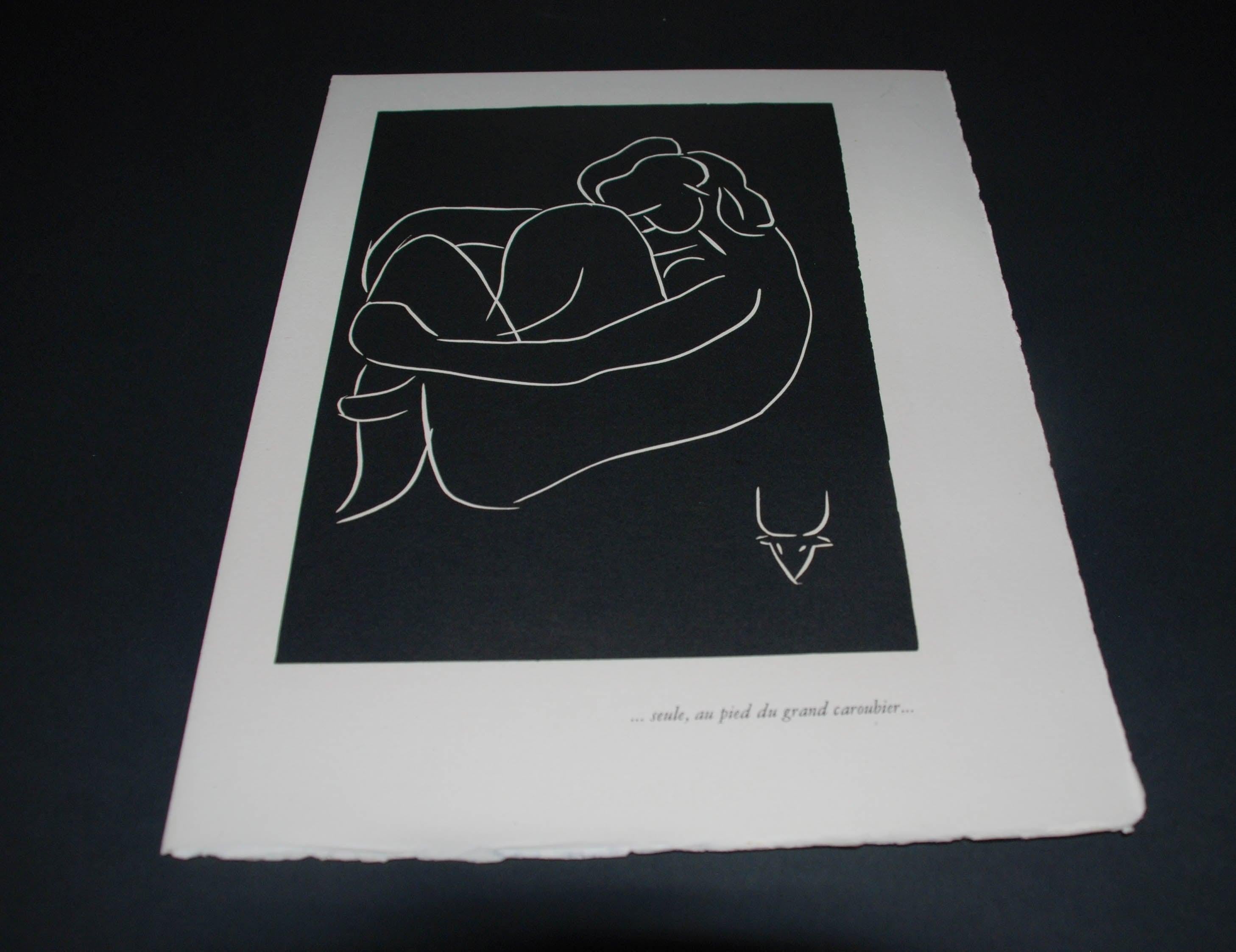 Pasiphae Plate 12: Seule, au pied du grand caroubier - Print by Henri Matisse