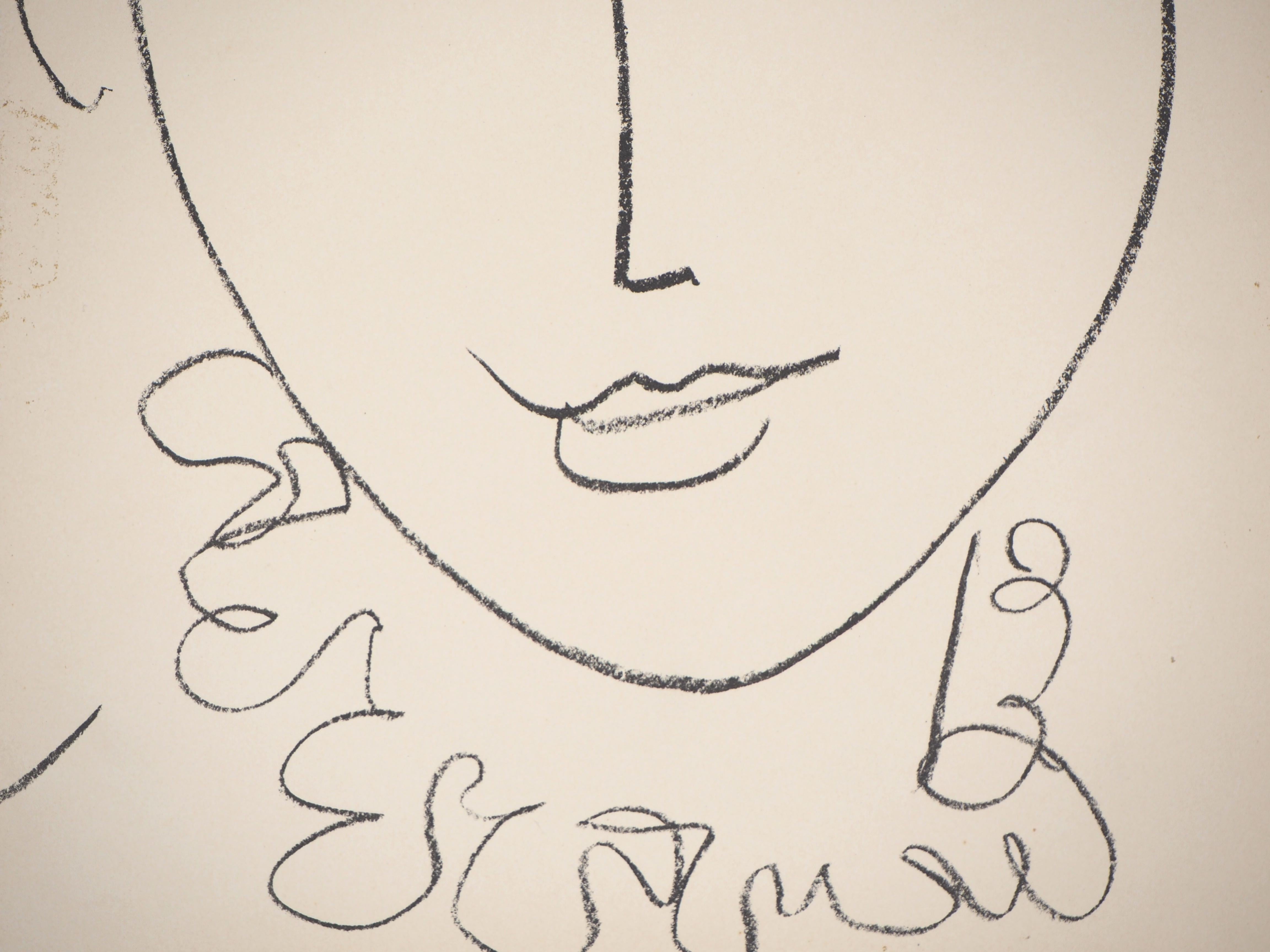 Portrait of a Young Woman (Pompadour) - Original lithograph, Mourlot 1954 - Print by Henri Matisse