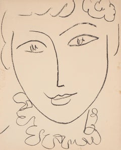 Portrait of a Young Woman (Pompadour) - Original lithograph, Mourlot 1954