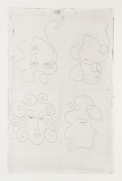 Portrait Studies, Etching by Henri Matisse