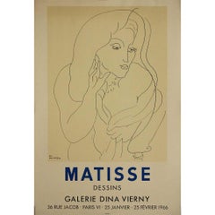 Rare and elegant exhibition poster by Henri Matisse Galerie Dina Vierny in Paris
