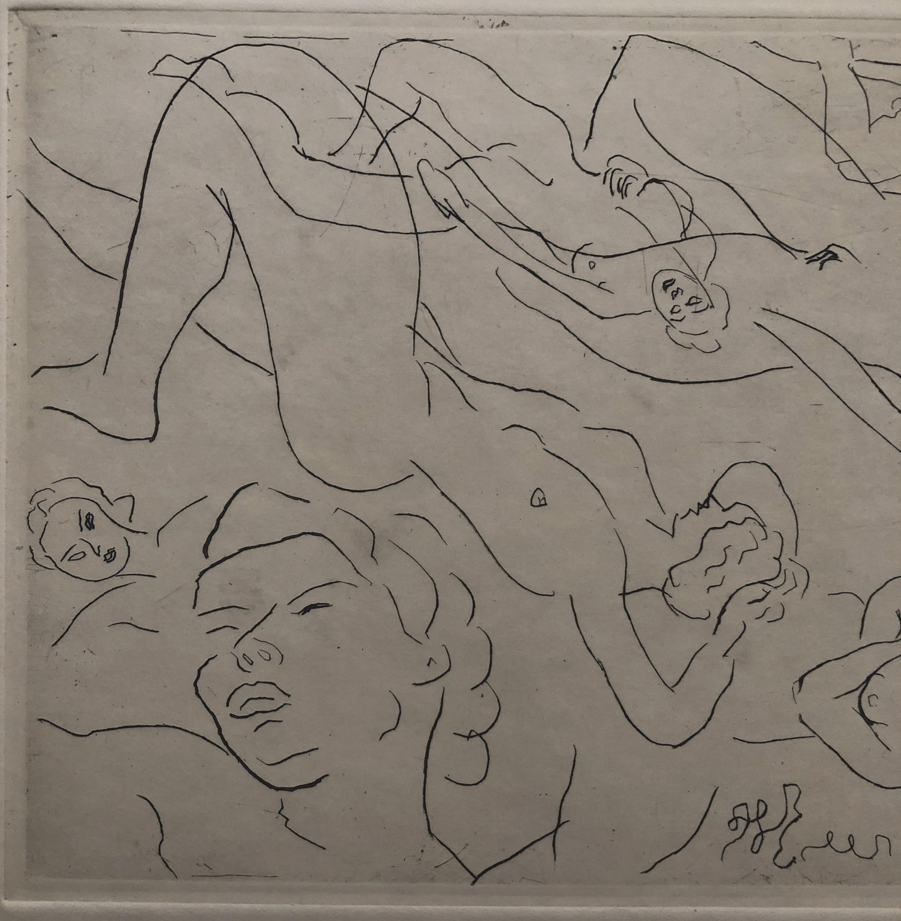 Study of Nudes - Original Etching - 125 copies - Stamp Signed - Beige Figurative Print by Henri Matisse