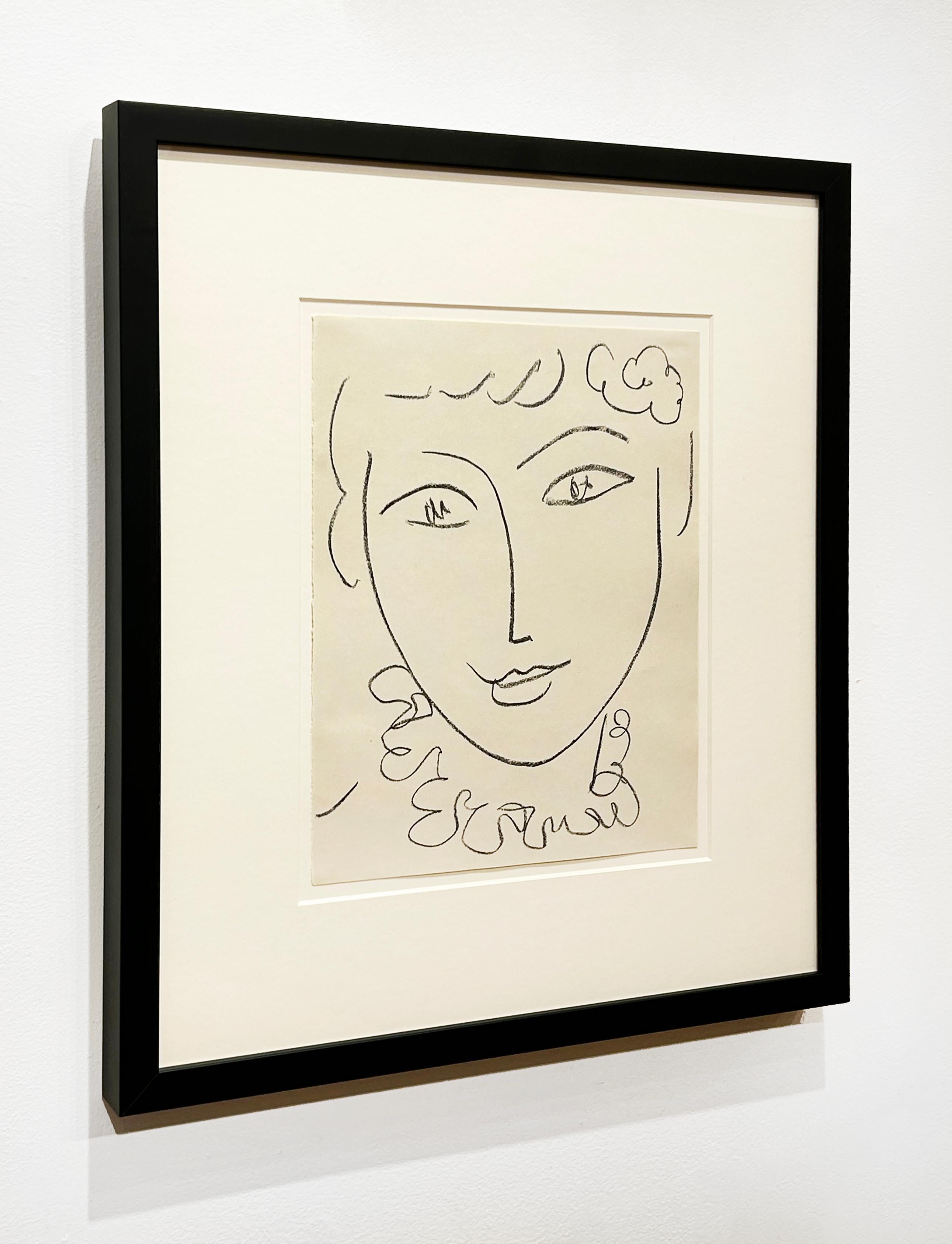 Artist:  Matisse, Henri
Title:  Tête de Femme (frontispiece from Portraits)
Date:  1954
Medium:  Lithograph
Unframed Dimensions:  12.5