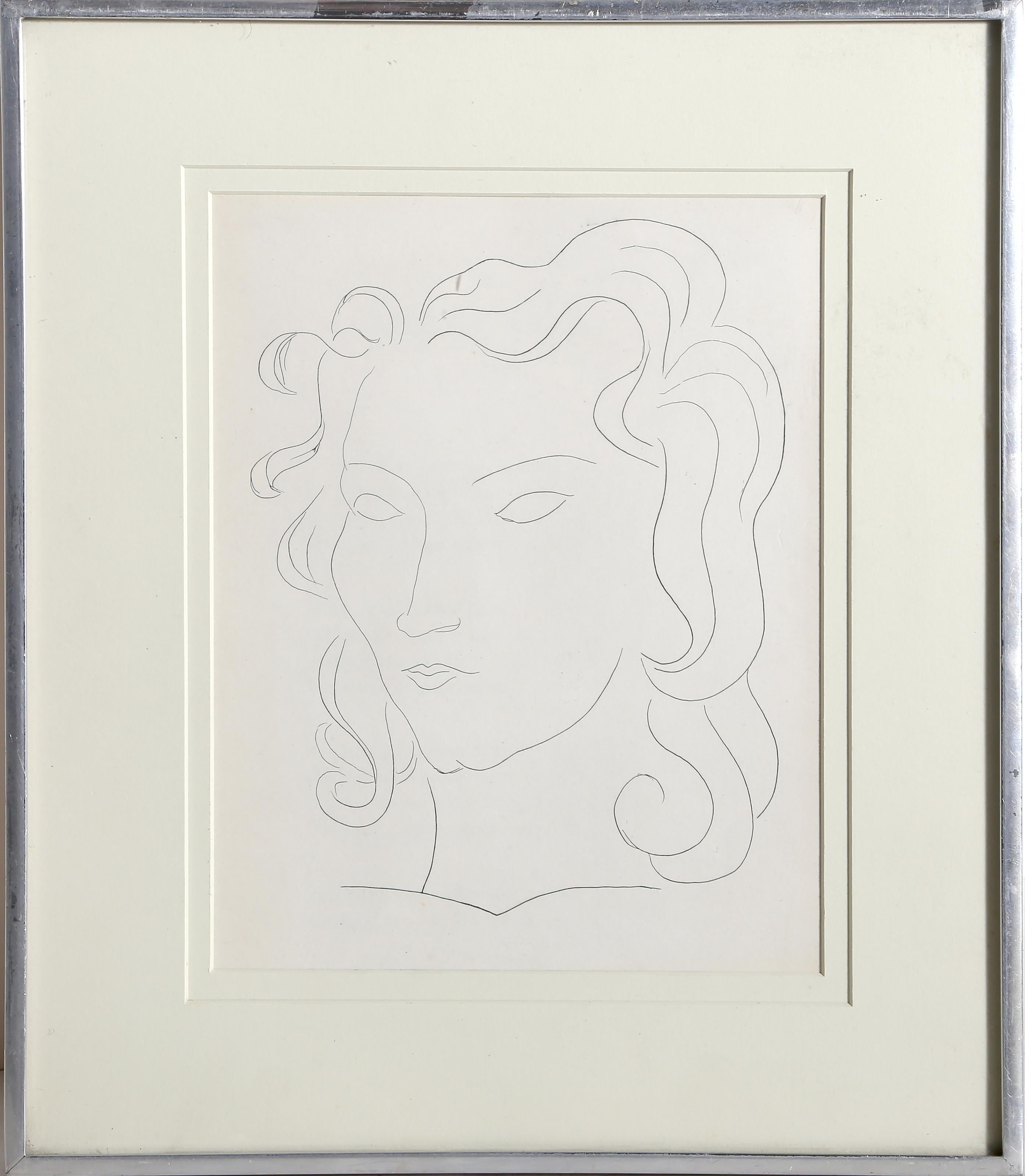 Tete (From Poesie)

Henri Matisse
French (1869–1954)

Date: 1932
Etching
Edition of 145
Image Size: 10 x 7.5 inches
Frame Size: 16 x 13.75 inches
Printer: Roger Lacourière, Paris
Publisher: Albert Skira & Cie. Éditeur, Lausanne